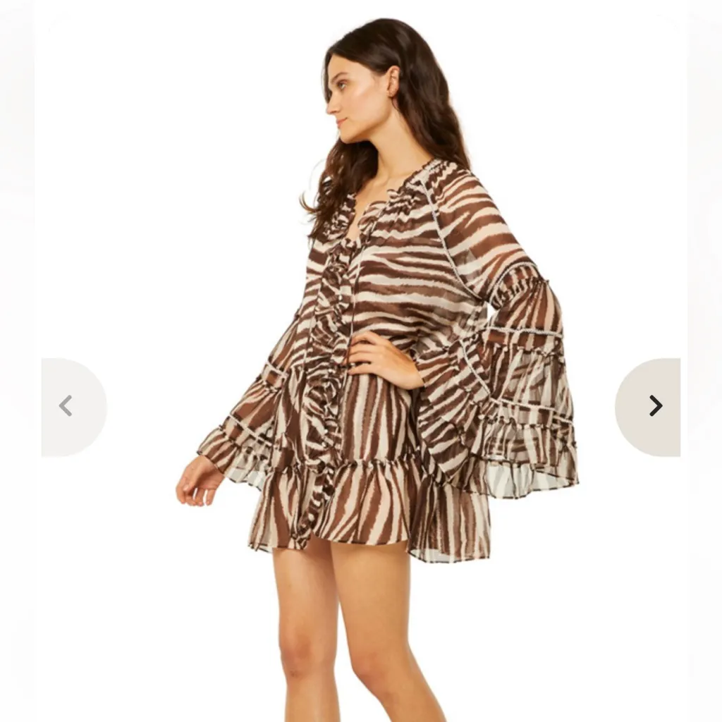 MISA Los Angeles Tallulah Dress Brown Zebra Size XS Animal Print Party Vegas - Image 2