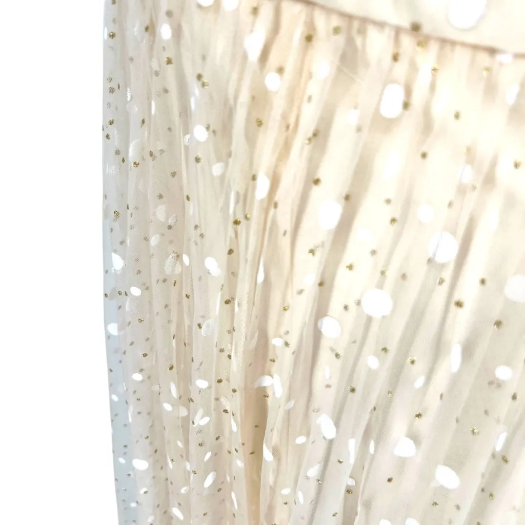The Vintage Shop Sparkled Mesh Overlay Prom Party Dress Cream Gold Size Medium - Image 13