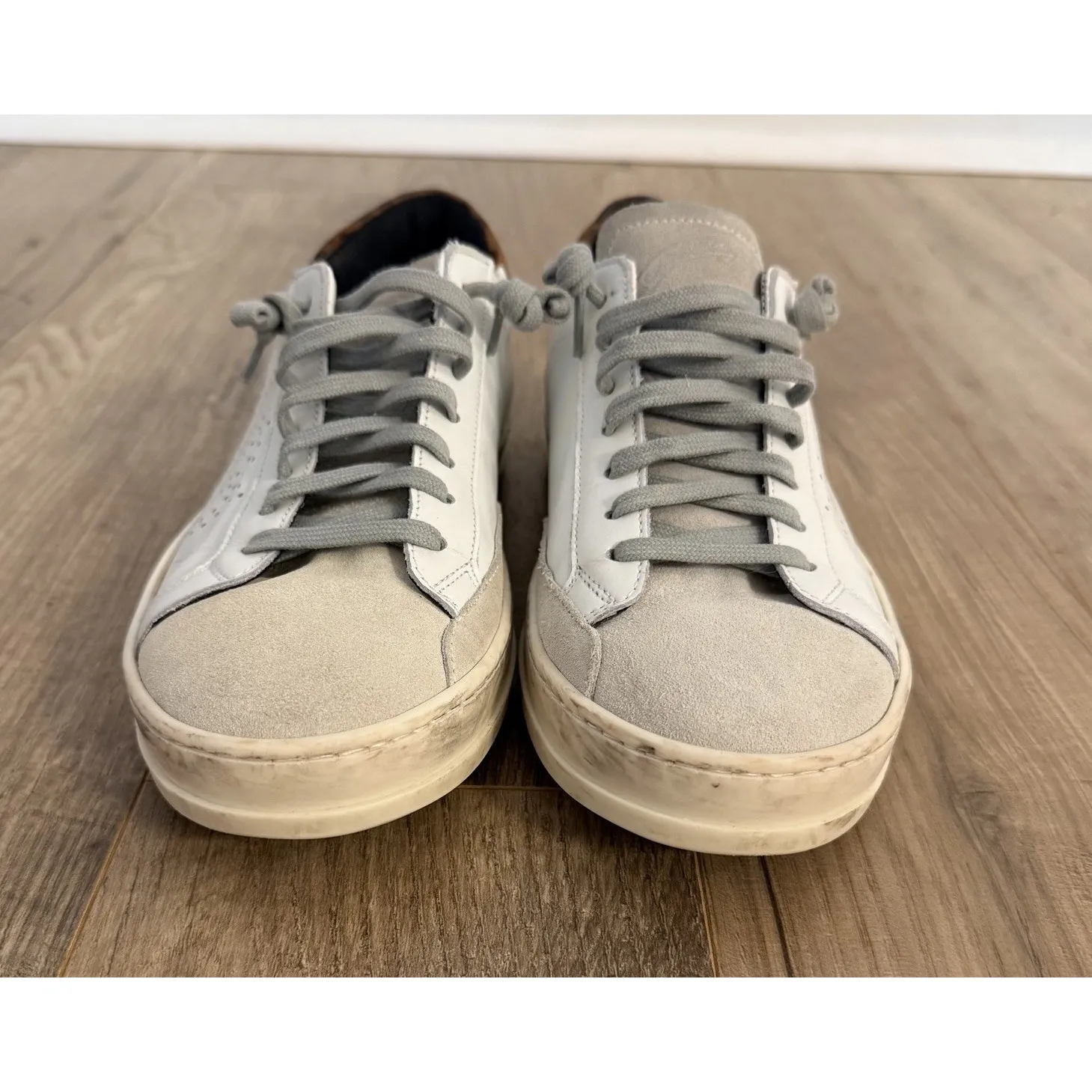 P448 Women's Sneakers John White Leopard Print Leather Shoes Size 38/7.5 - Image 4