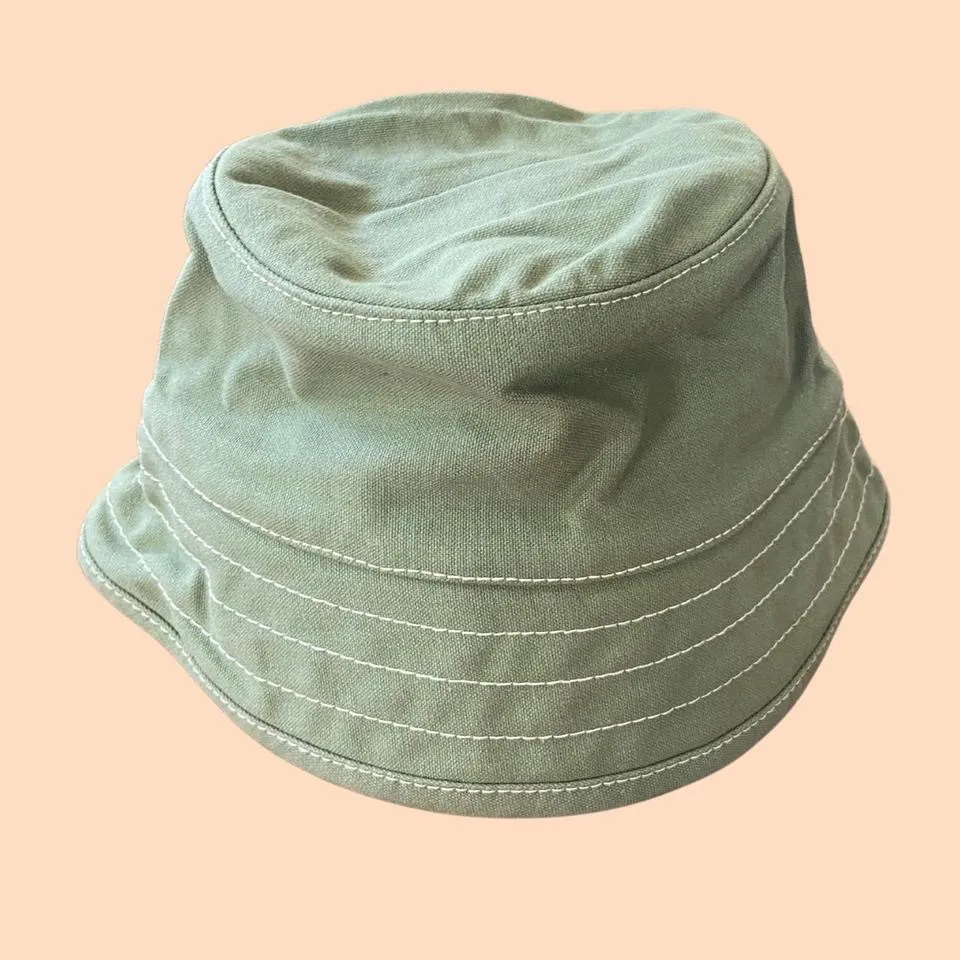 Vintage y2k Restoration Hardware Pale Green Bucket Hat with White Seams 🌿 - Image 2