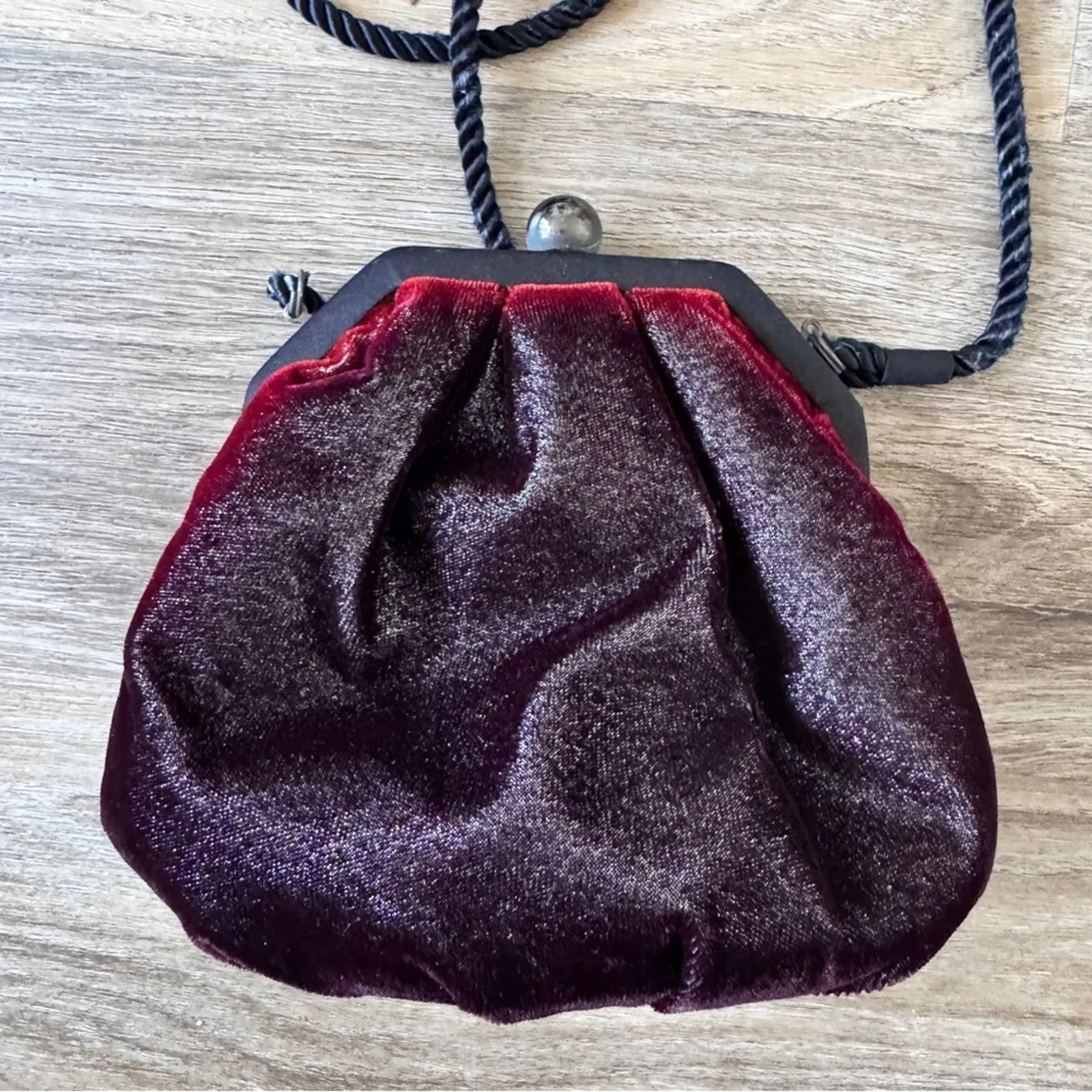 Vintage Neiman Marcus Red Velvet Carpet Bag Purse Crossbody Handbag - Image 2