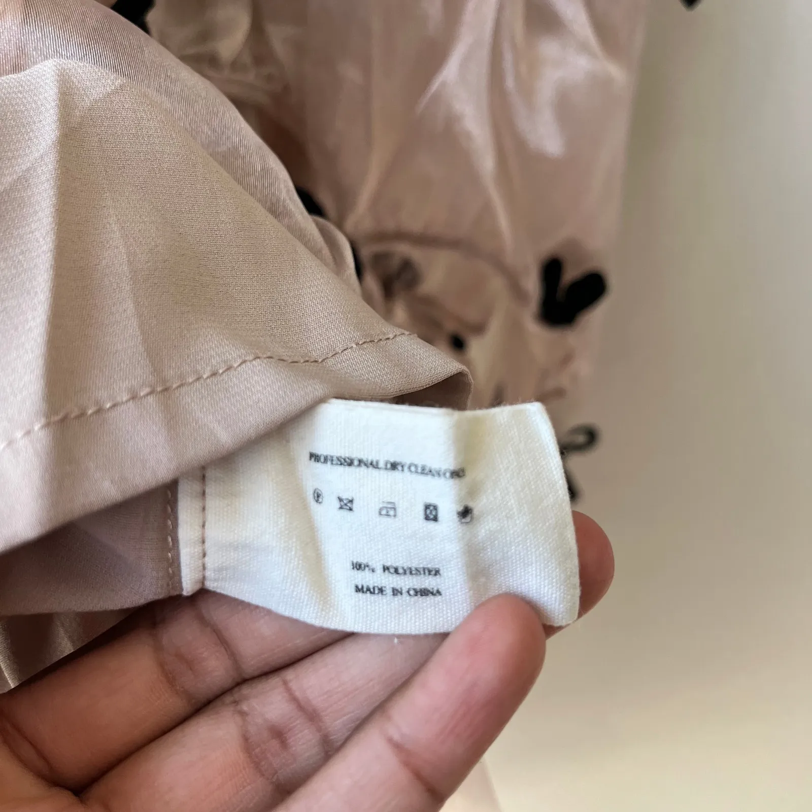 Marchen Dress Bow Embellished‎ Asymmetric Organza Midi Dress Beige Black S - Image 13