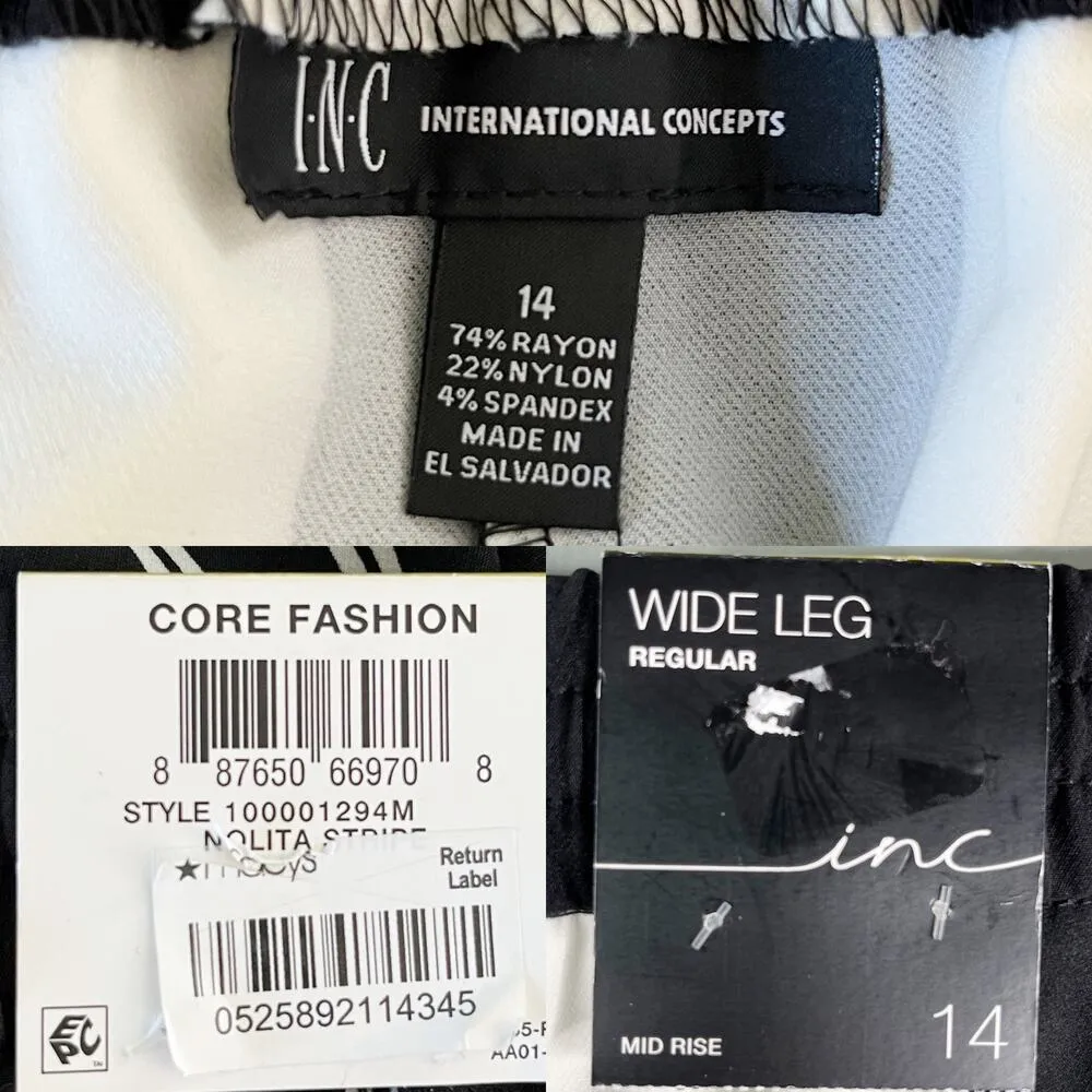 INC International Concepts Pants Nolita Stripe Wide Leg 14 New Black - Image 7