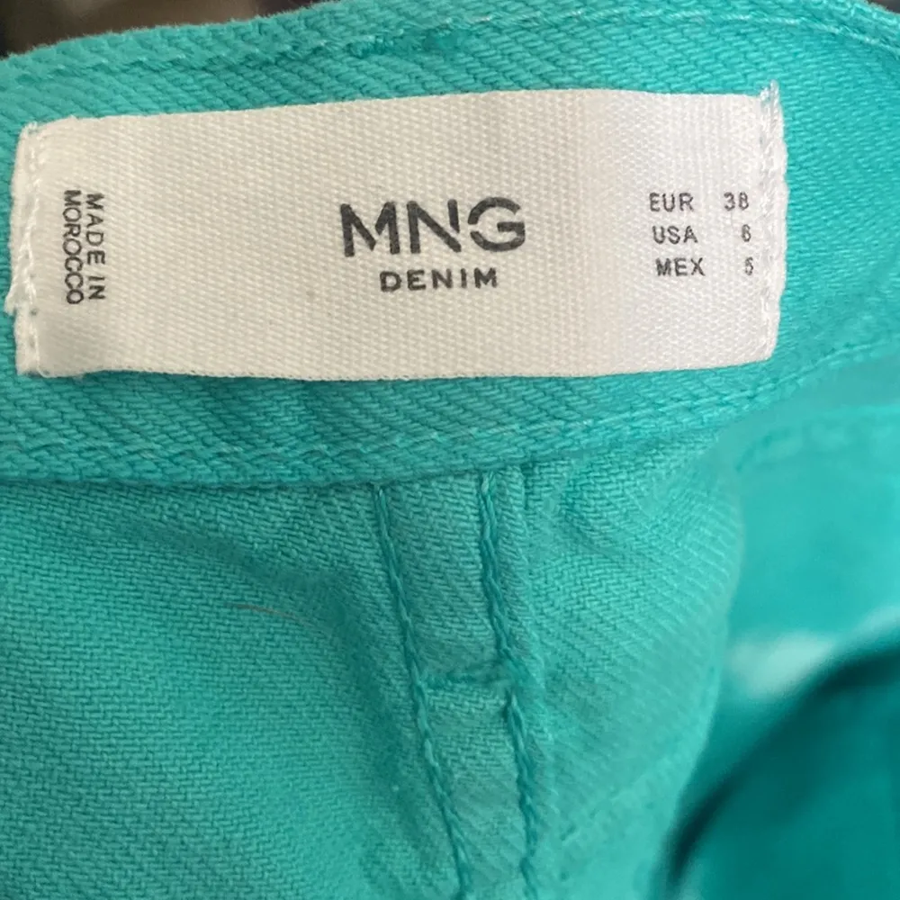 New MNG Teal & White Tie Dye Stripes Denim Wide Leg Jean Punk Trendy Festival - Image 5