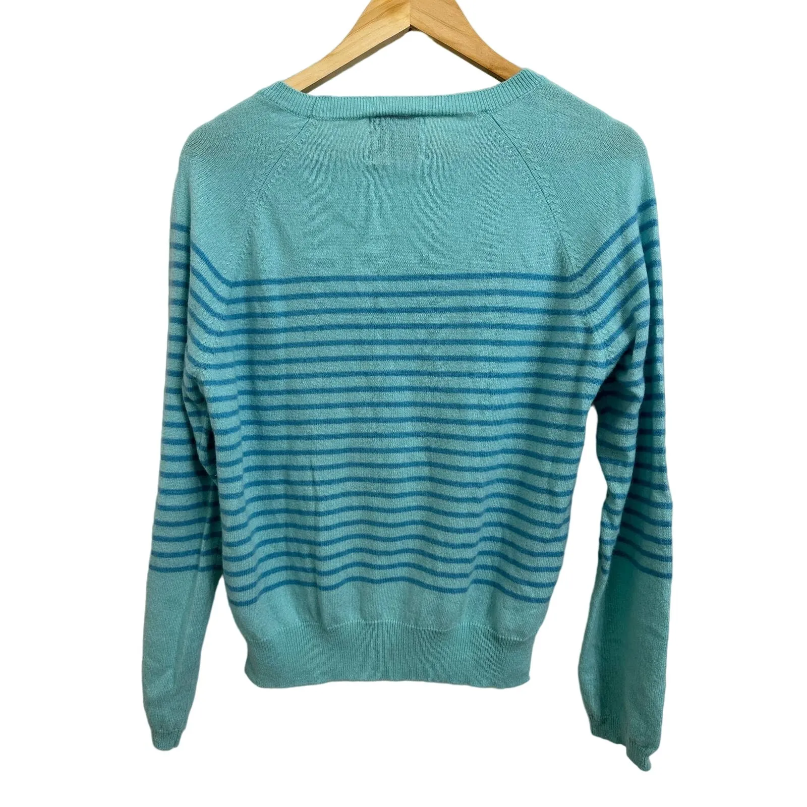 Jumper1234 teal blue striped long sleeve cashmere sweater size 1 UK 8 Red Size undefined - Image 6