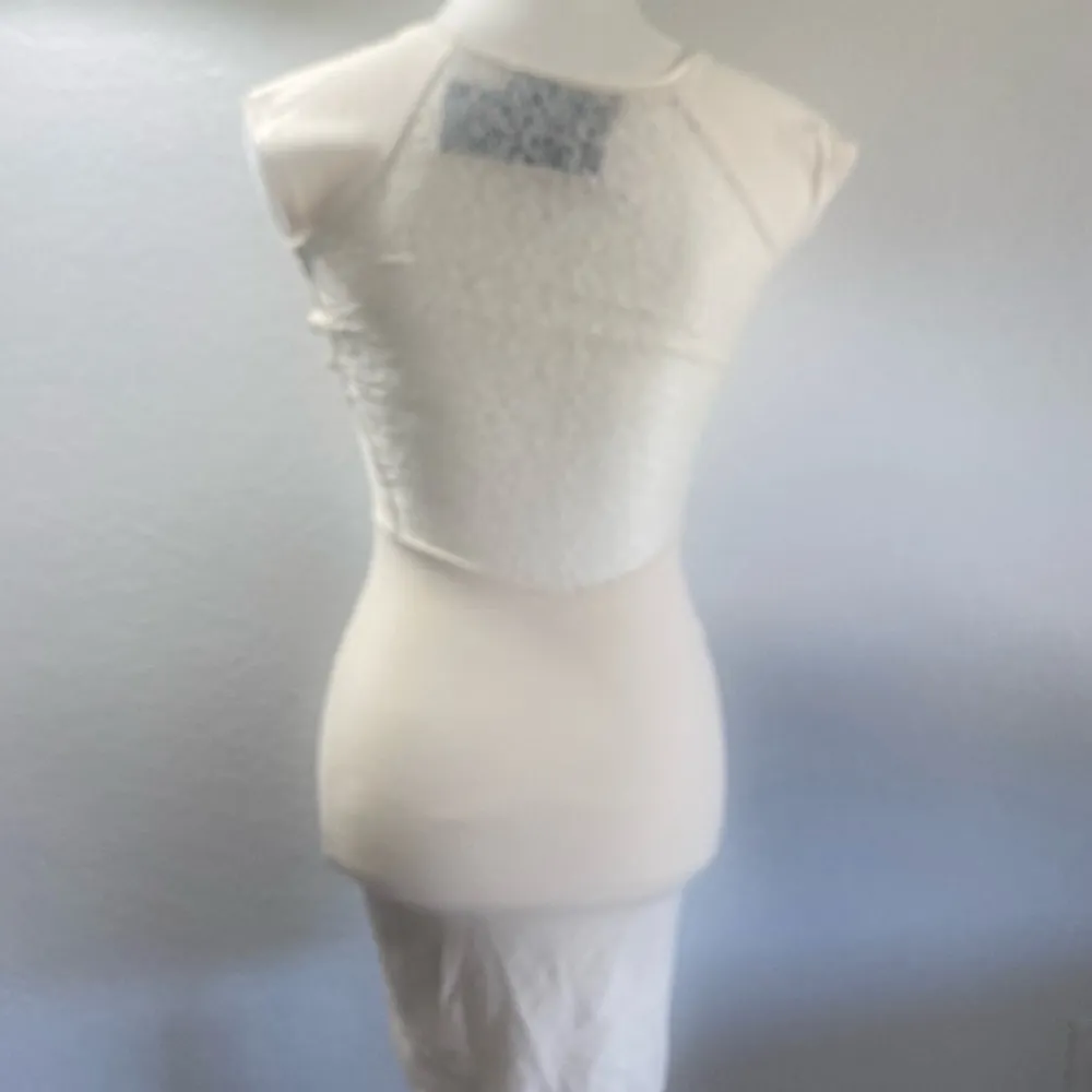 French Connection Cream Viven Cap
Sleeve Lace Back Stretch Bodycon Mini Sz 2 - Image 7