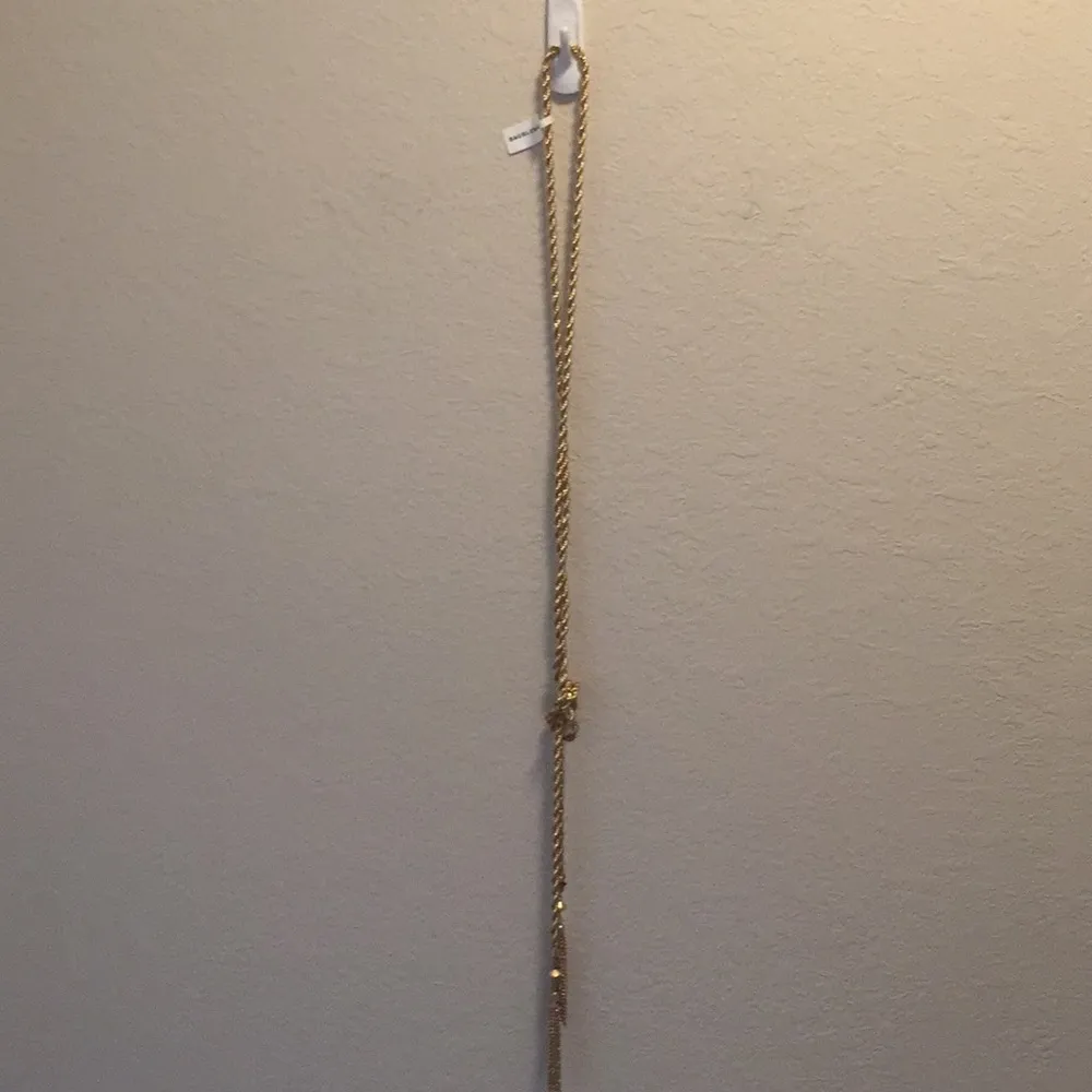 Gold and rhinestone baublebar lariat necklace. - Image 2