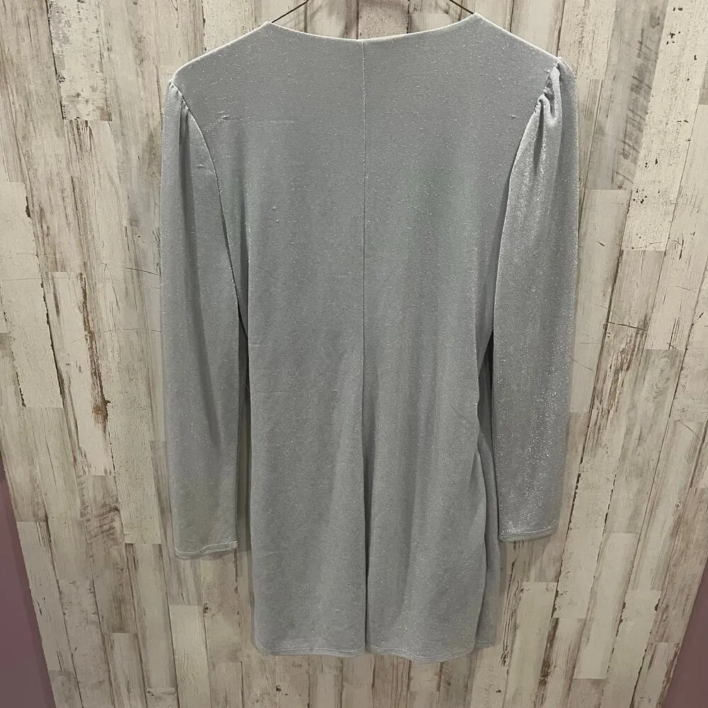 Lovers + Friends Mila Mini Dress Party in Silver Metallic Womens Size XL - Image 4
