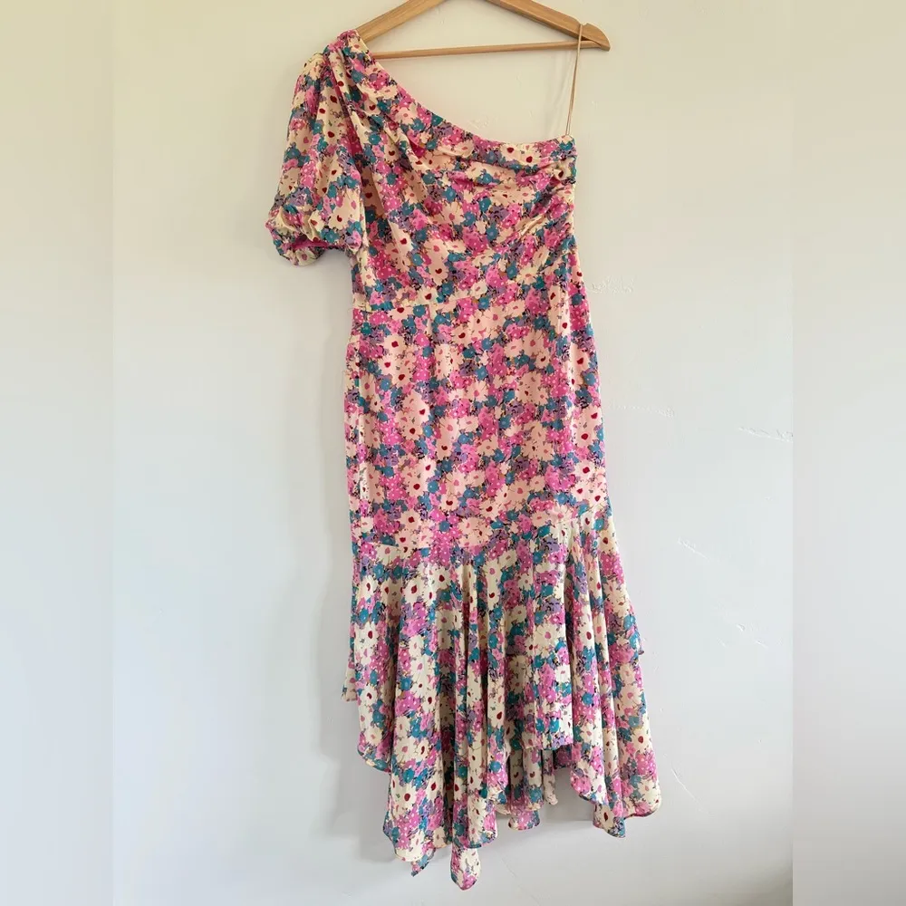 Santorini Floral-Print One-Shoulder Dress  Elegant ASTR size M - Image 8