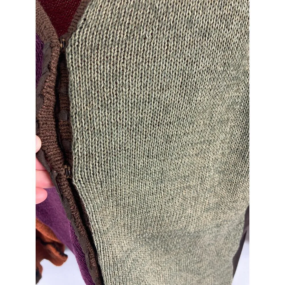 Curio Mixed Knit Colorful Snap Up Sweater Size Medium Green - Image 6