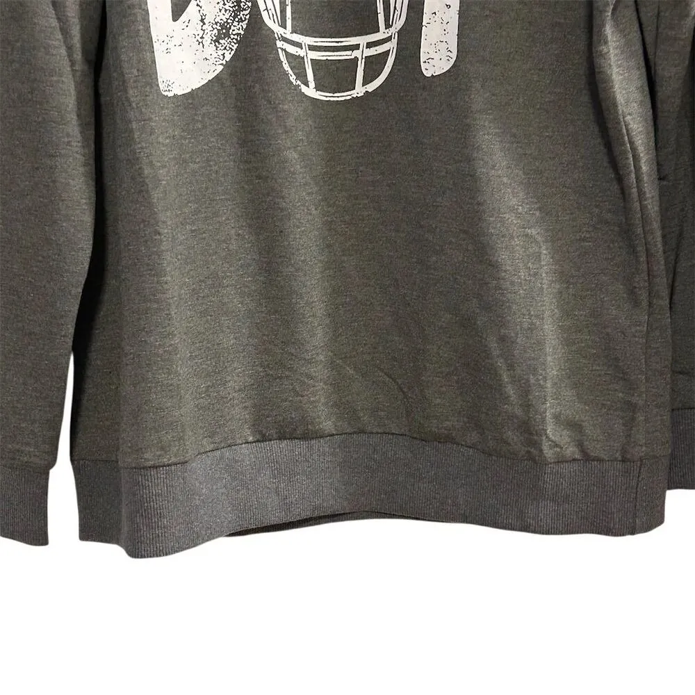 Game Day Football Sweatshirt Unisex L Gray Graphic Pullover Crew Neck Size L - Image 2