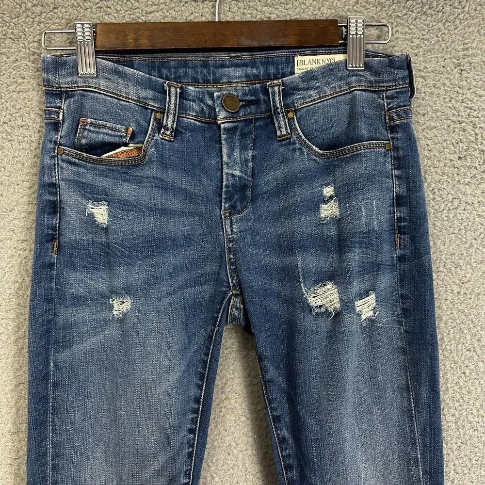 BlankNyc jeans womens 27‎ blue light wash skinny classique stretch distressed - Image 2