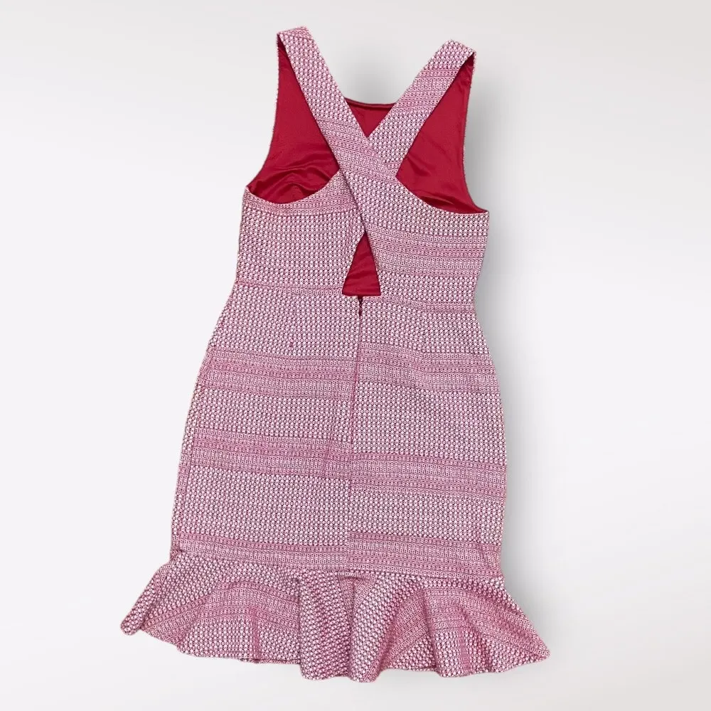 Banana Republic Jacquard Midi Dress Womens 6 Red Tweed‎ Christmas - Image 5