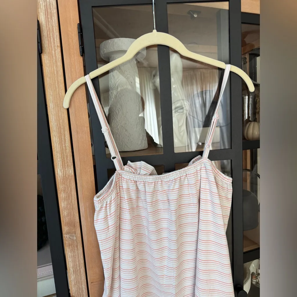 LAKE pajamas nightgown dress ruffles stripes peach pink orange soft cotton pima White - Image 6