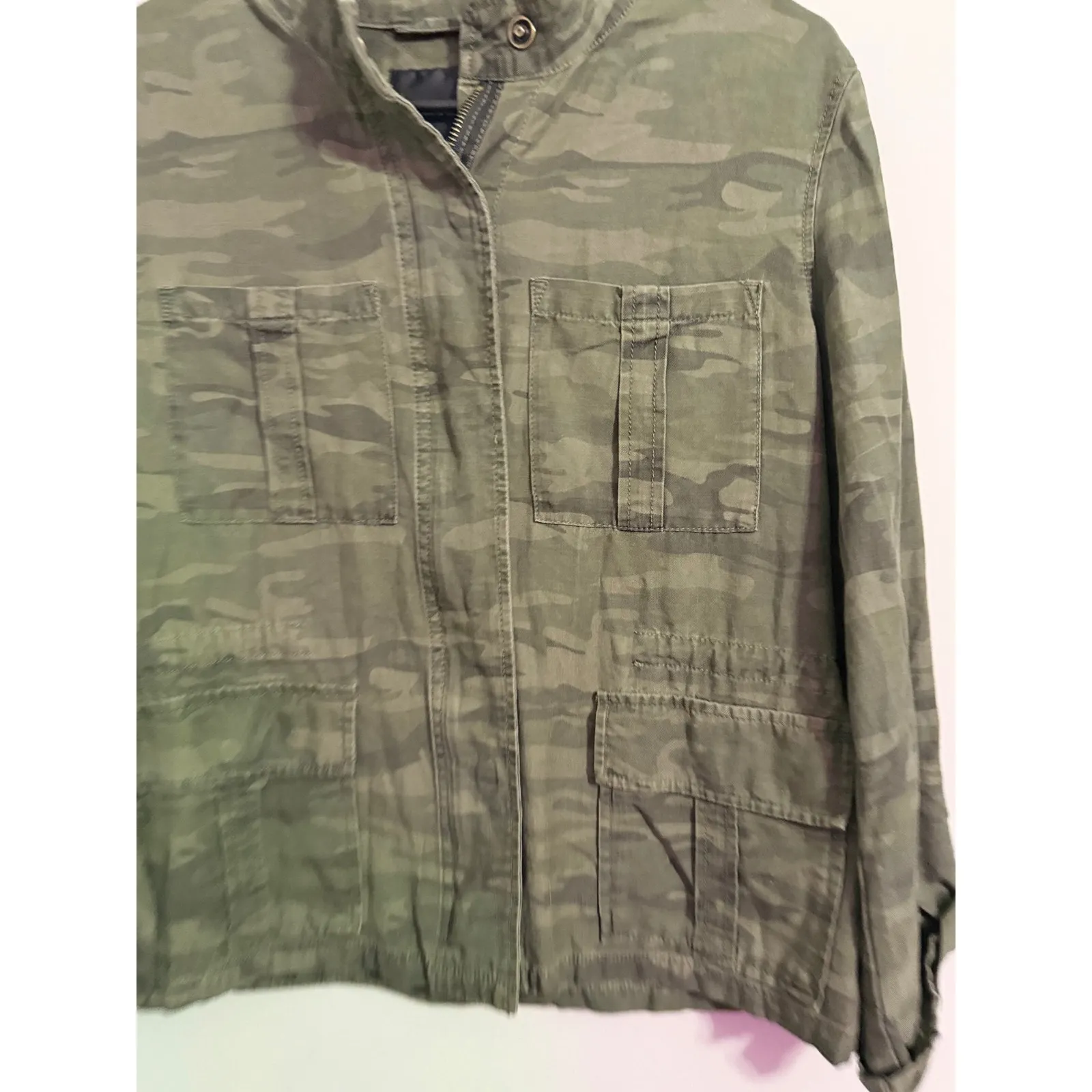 Sanctuary Camo Utility Jacket Women Size Small Lightweight Military Style Green - Image 2