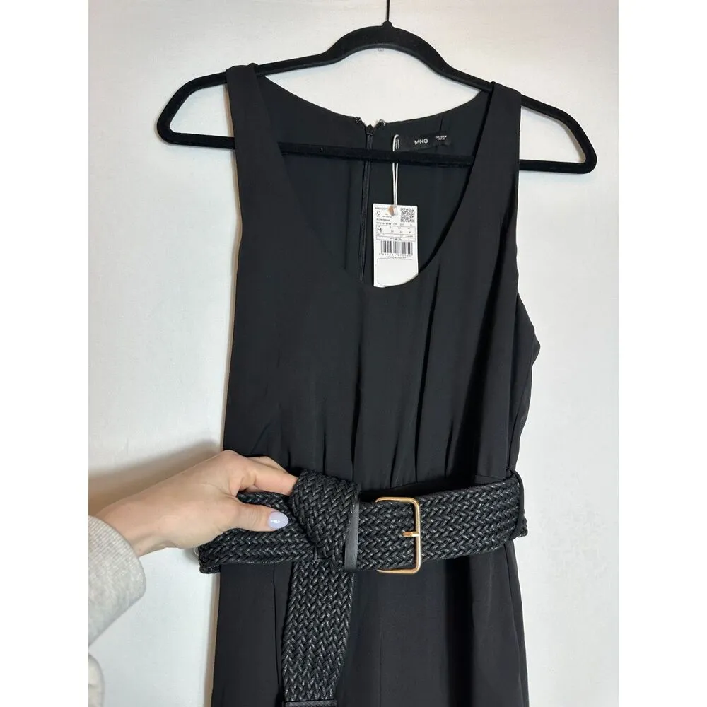 Mango Black Belt Long Jumpsuit Size Medium NWT! - Image 4
