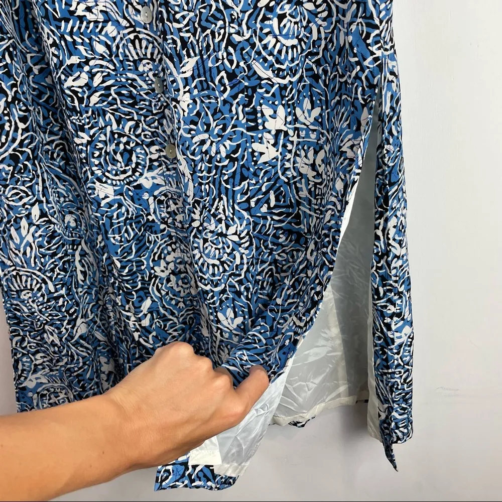 Vtg Maggy London 100% Silk Maxi Dress Button Front Sleeveless Sz 4 - Image 8