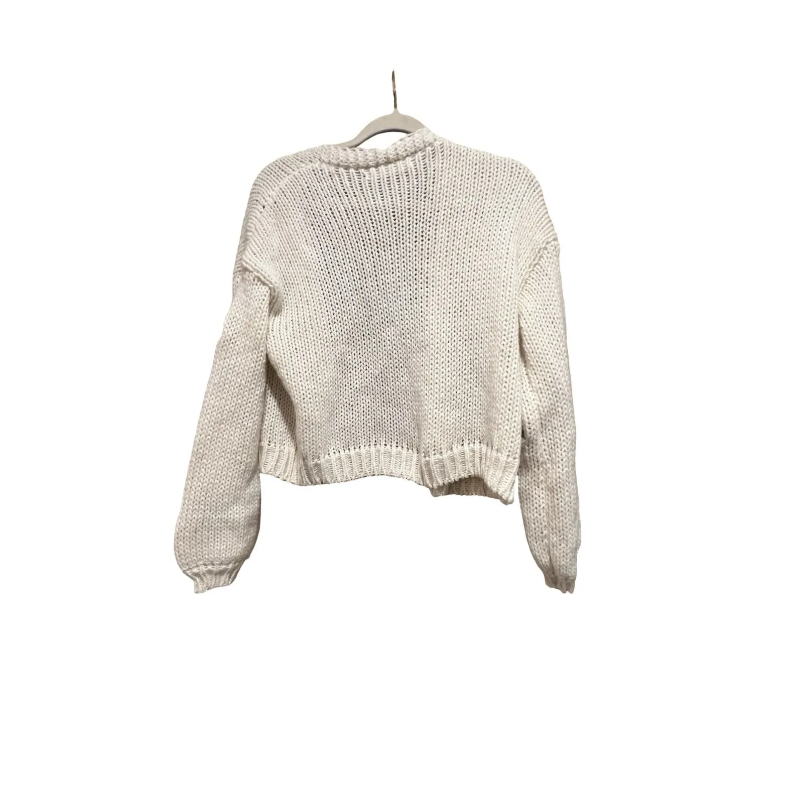 Altard State Pink Cherry Embroidered Chunky Knit Cardigan Sweater Small Arula - Image 3