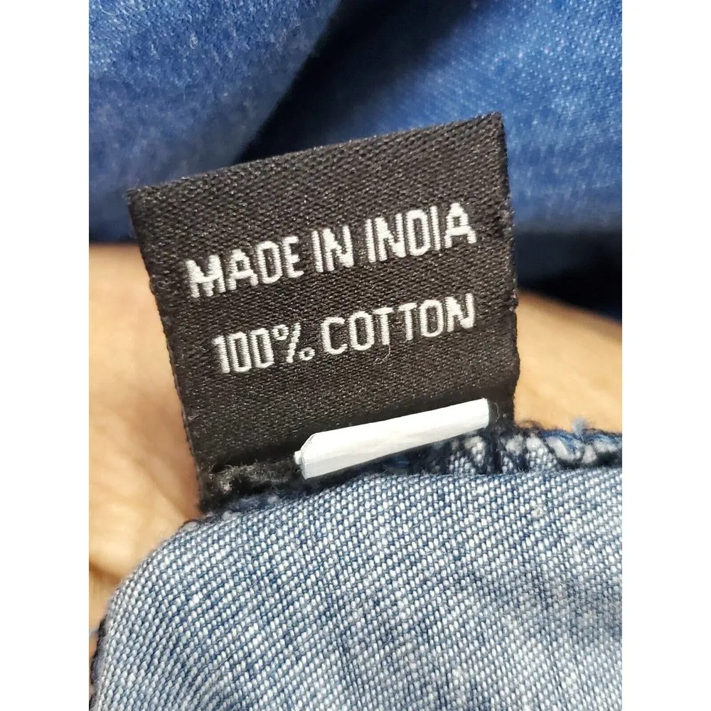 Thrill Jeans Distressed Blue Cotton Collared Long Sleeve Button Down Shirt 2X - Image 14