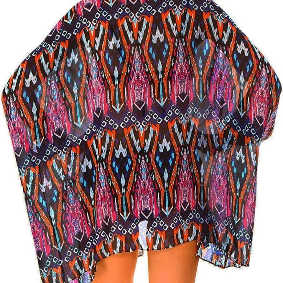 Summer Women’s Beach Bikini Swimwear Chiffon Cover Up Dress one size pink blue - Image 4