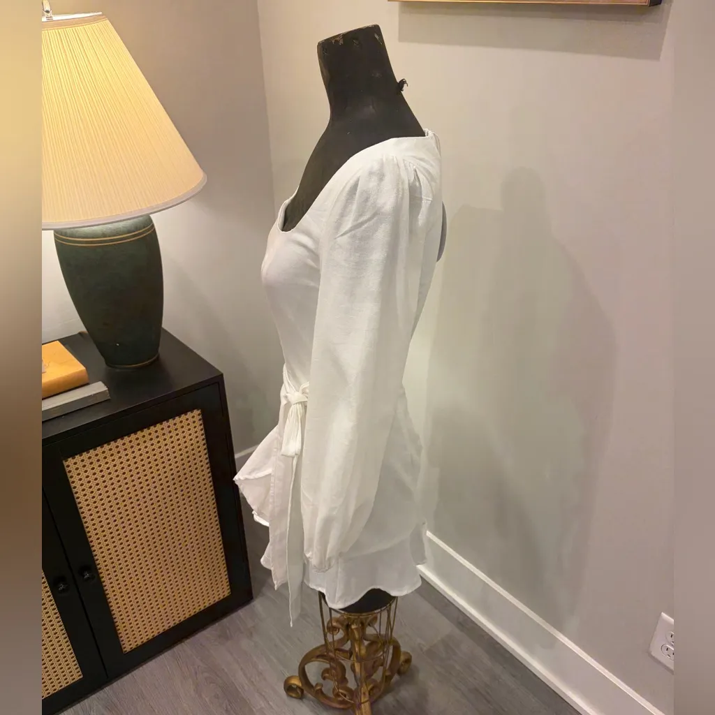 NWT Princess Polly The Villa White Long Sleeve Mini Dress Size 4 FLAW Old Money - Image 5