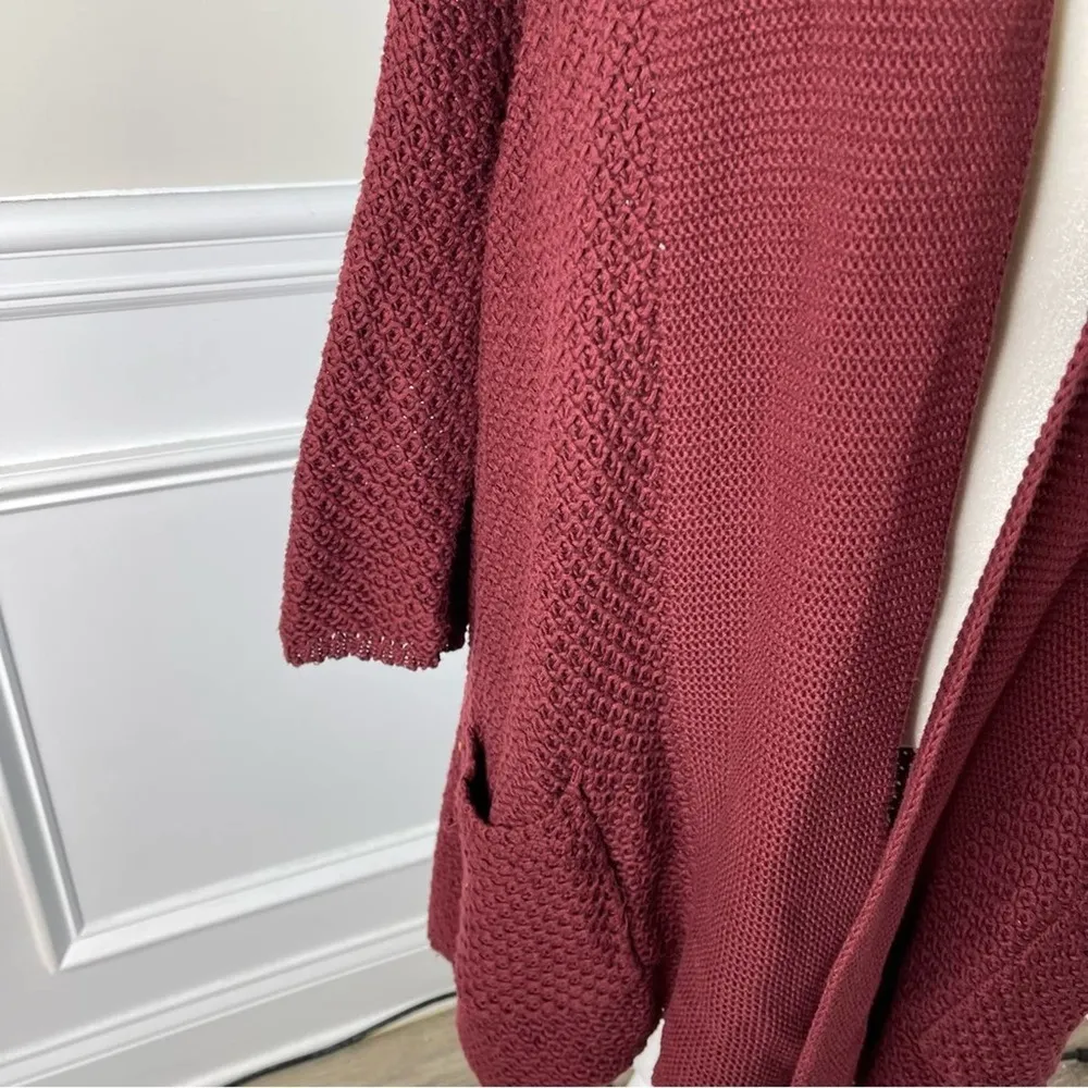 Lucky Brand burgundy knit sweater cardigan size large‎ - Image 3