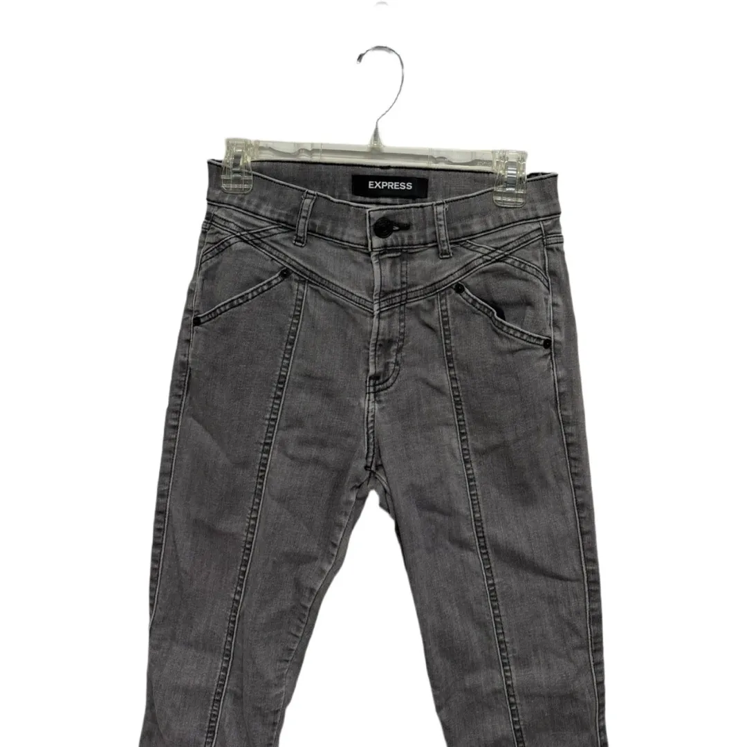 Express High Rise Leggings Skinny Denim Gray Edgy Rocker Style Size 6 Regular - Image 2