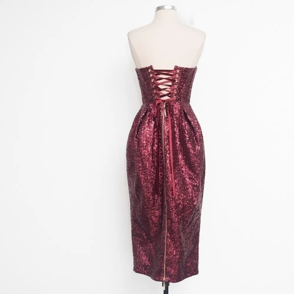 Bronx and Banco Maraya Sequin Strapless Midi Dress - Image 3