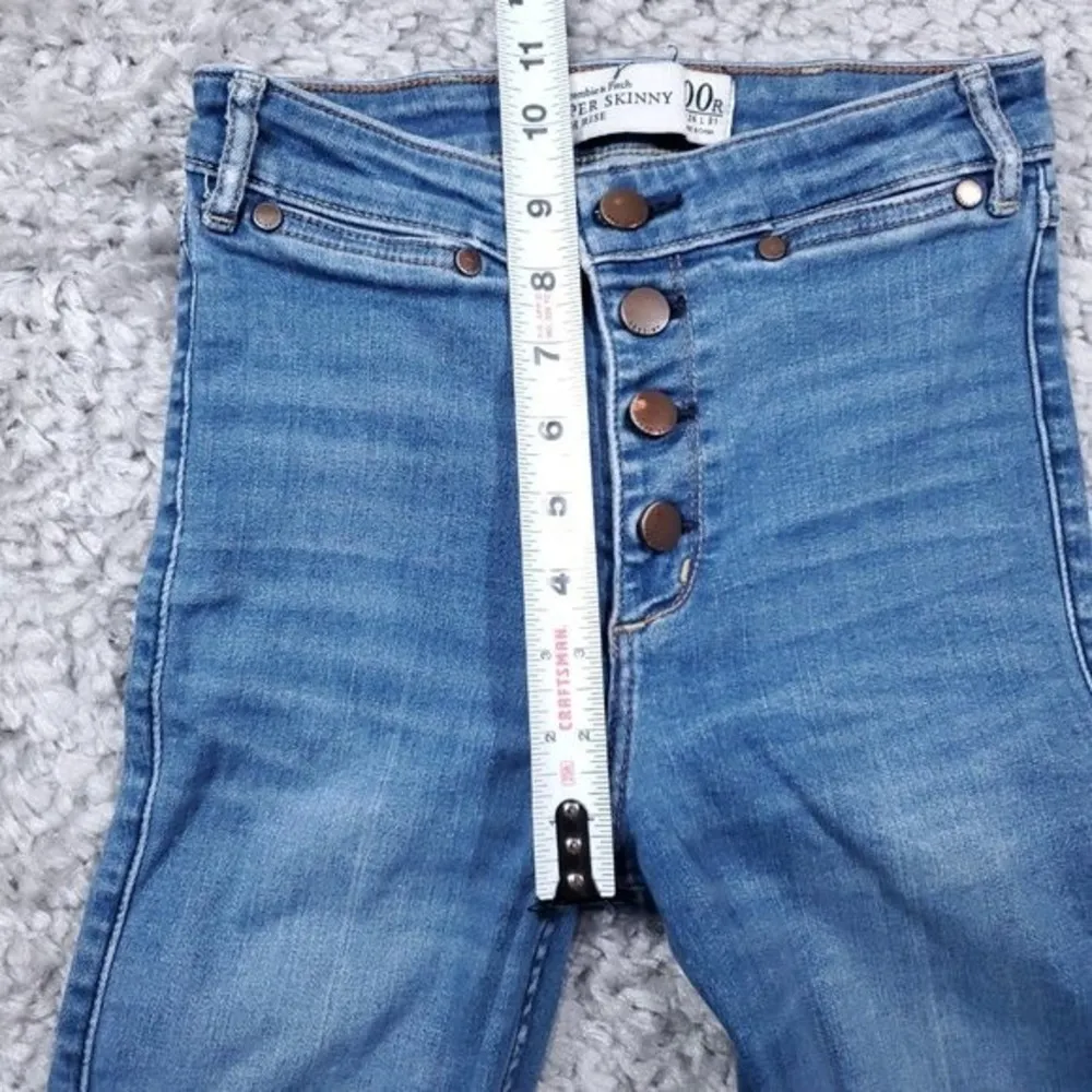 READ Abercrombie High Rise Super Skinny Jeans Size 00 24 x 31 Button Fly Stretch - Image 11