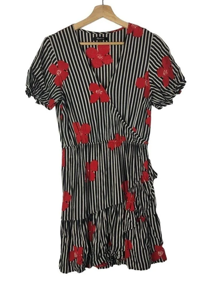 Madewell Ruffle Wrap Dress Candied Orchids Short Sleeve Mini Dress 8 - Image 4