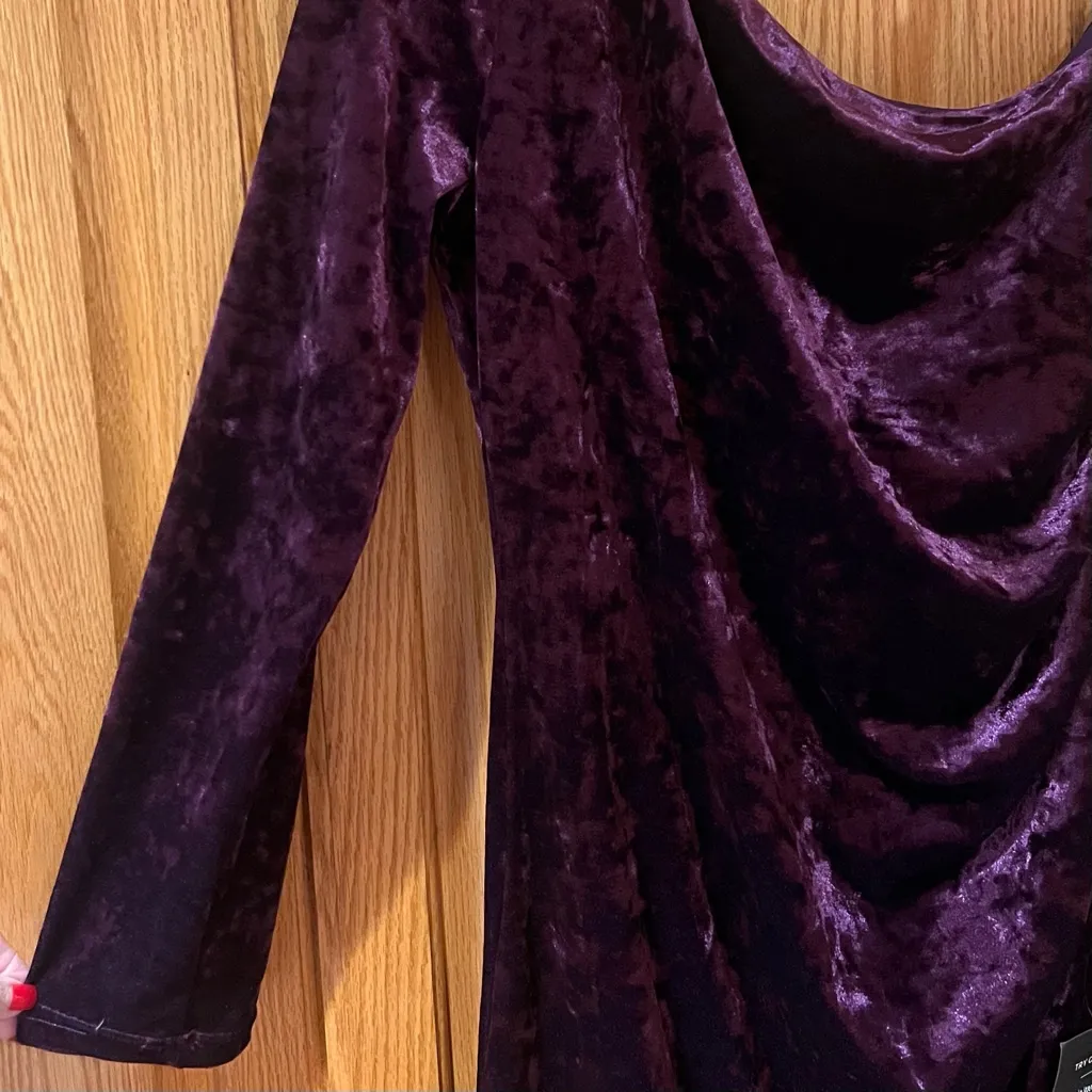 Lulus Muse Moment Crushed Velvet One-Shoulder Mini Dress Purple Size XL - Image 6