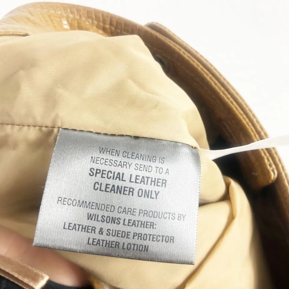 Vintage Wilsons Leather Textured Pants Size 2 Tan Hi Rise Straight Leg Y2K 70s - Image 14