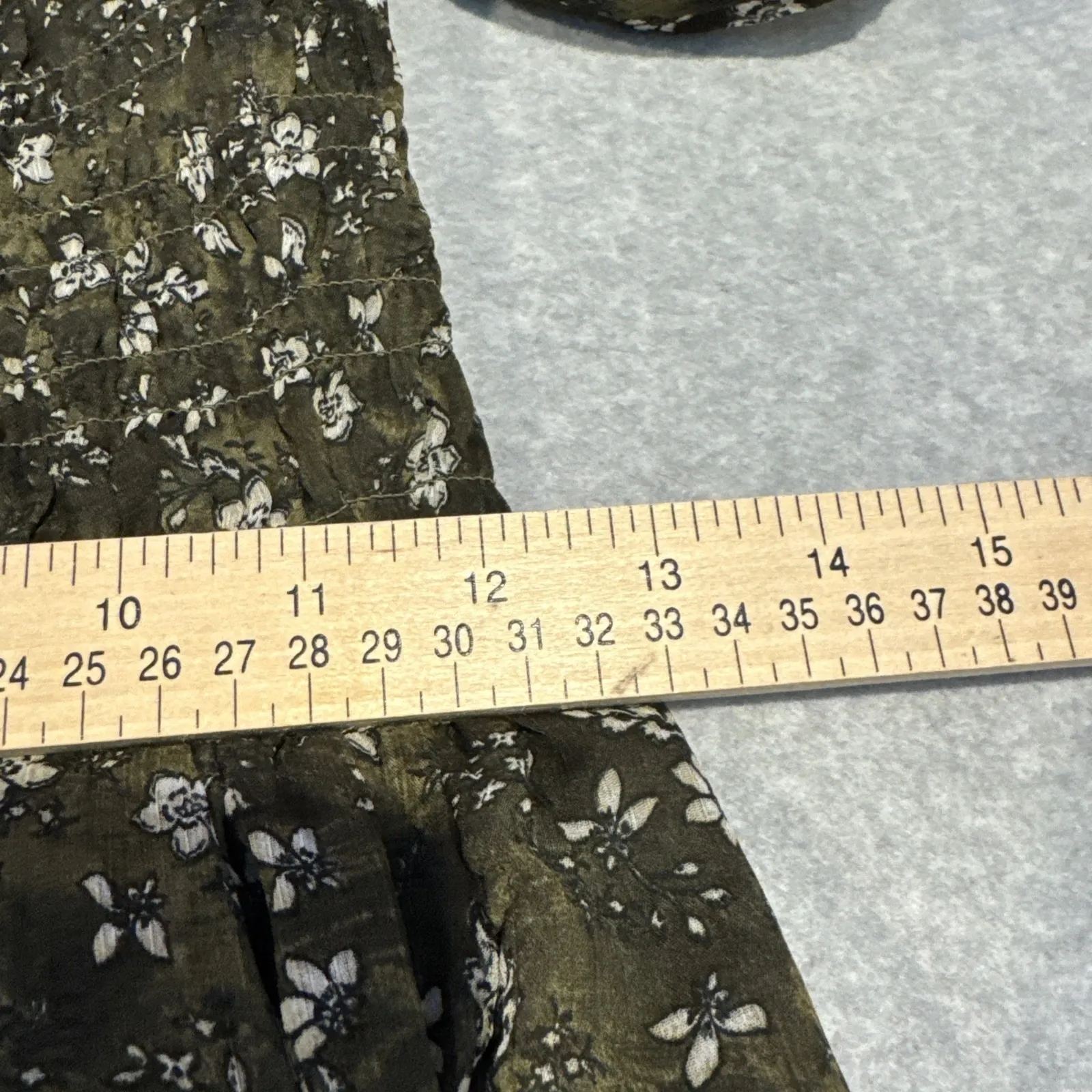 Old Navy Milkmaid Forest Fairy Maxi Dress Small Green Metallic Floral Pockets - Image 15