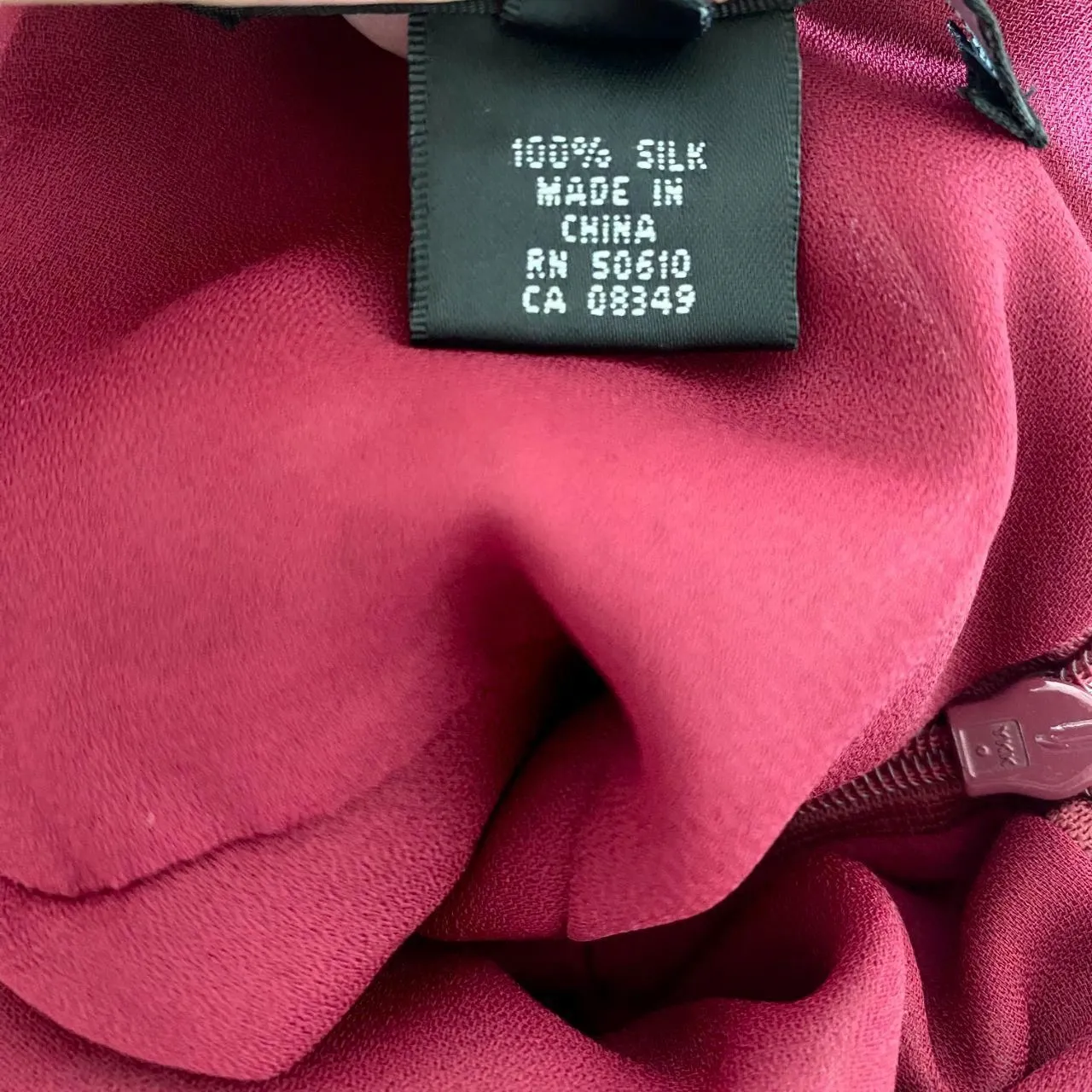 Anne Klein Whimsical Preppy Pure Silk Burgundy Berry Red Midi Formal Dress 14 L - Image 8