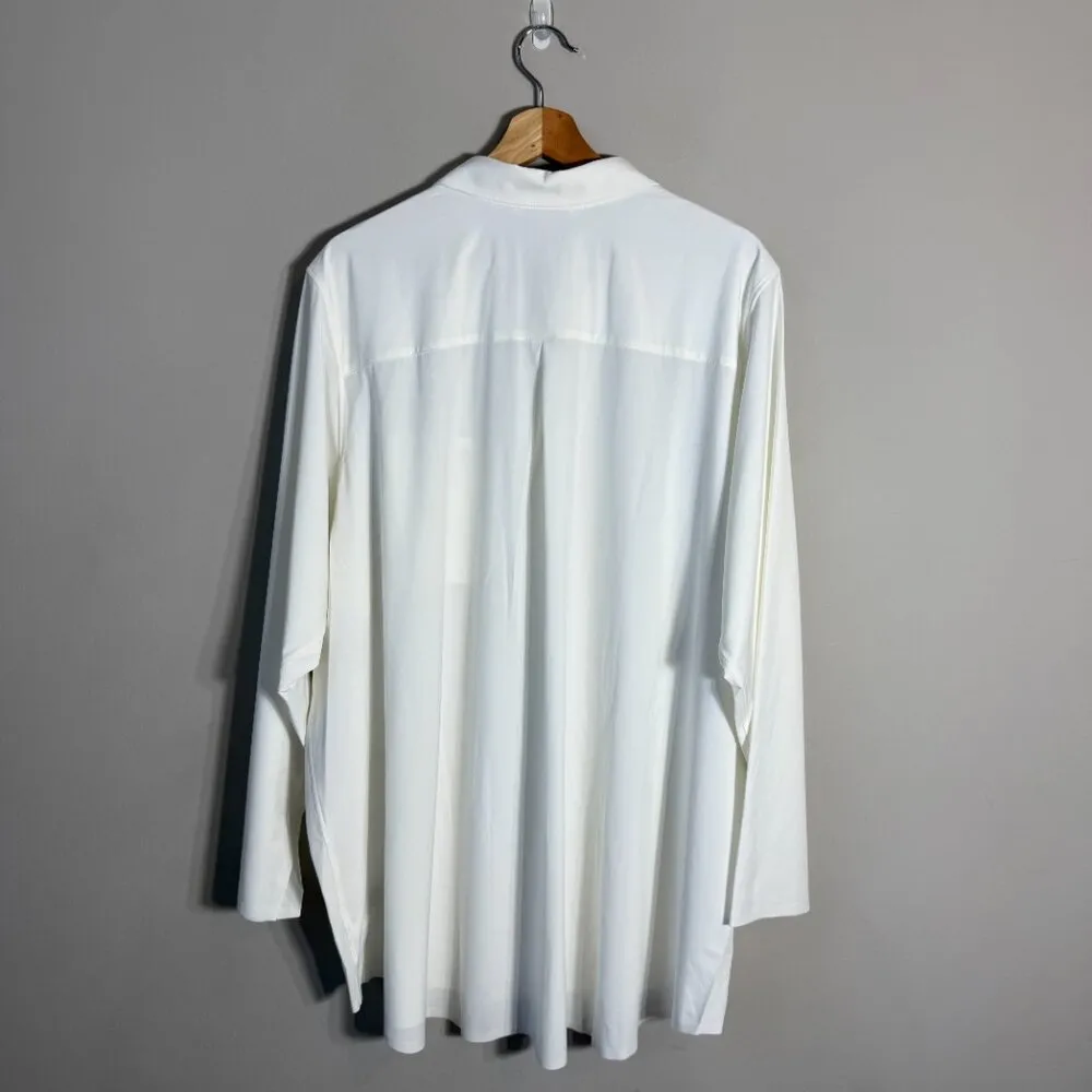Athleta Urbanite 2.0 Button Down Top Shirt Blouse Women's 3X White Relaxed NWT - Image 5