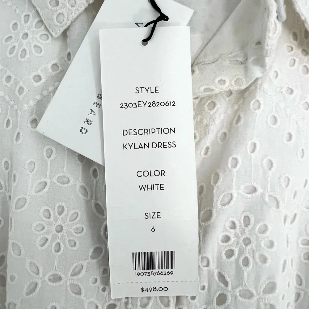 Veronica Beard Kylan Eyelet Lace Long Sleeve Dress White Minimalist Size 6 - Image 9