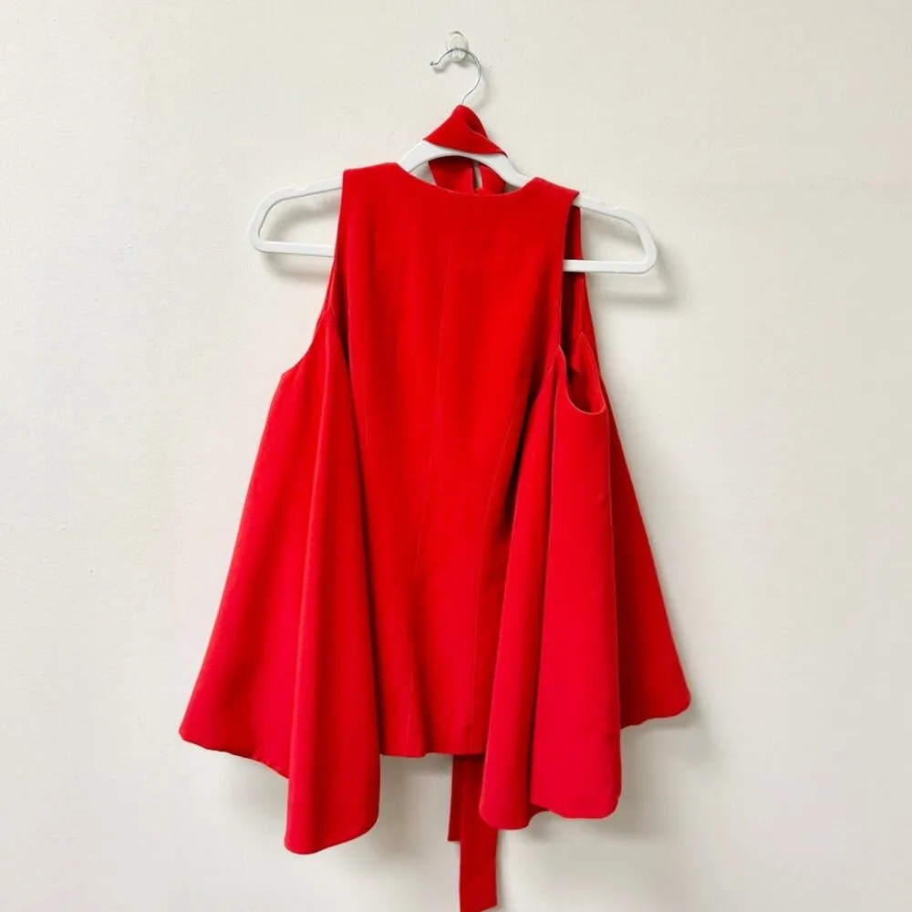 NWT Alexis Tie Surplice V-Neck Cold-Shoulder Flowy Blouse Top Red Women's Size S - Image 2