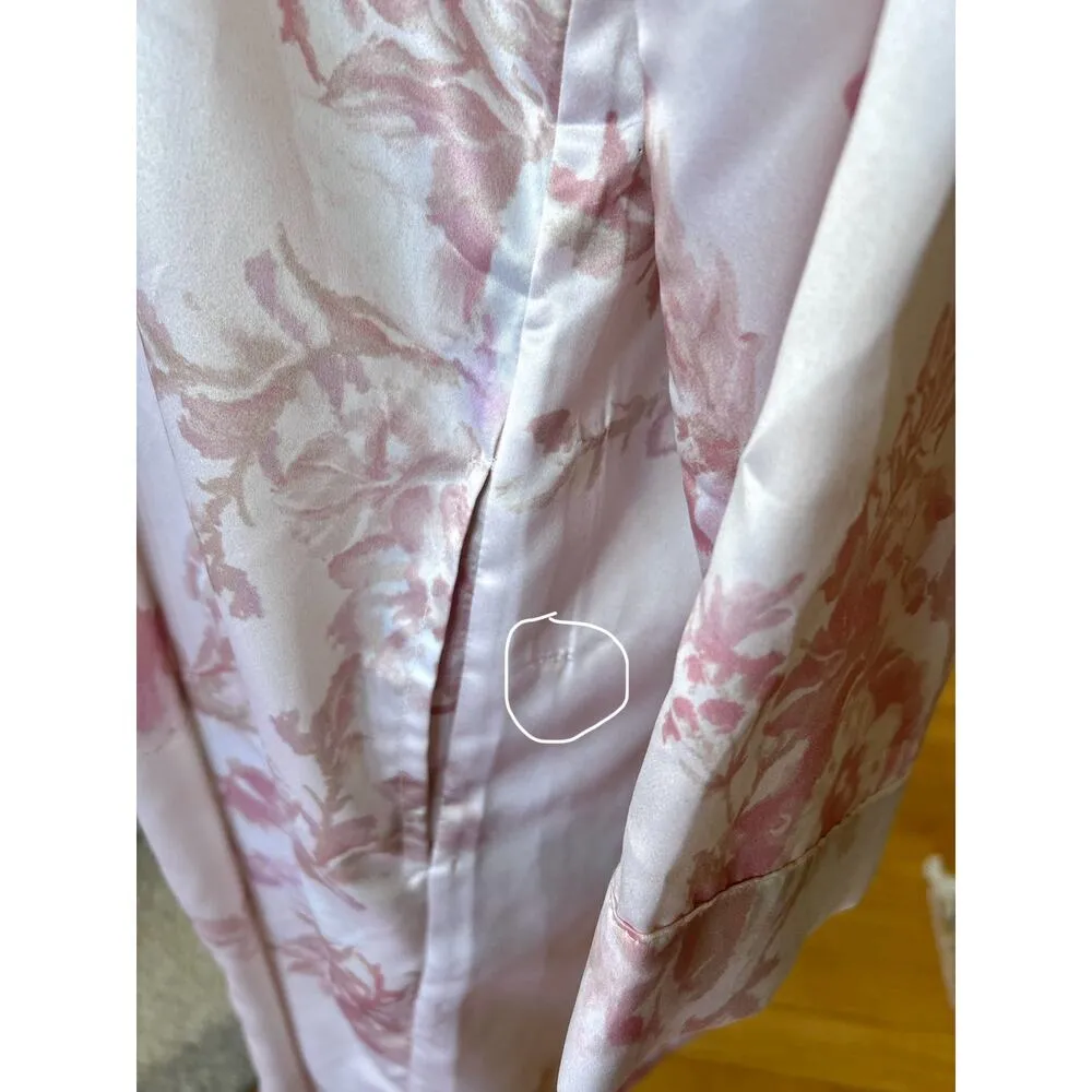 Pottery Barn & Monique Lhuillier Pink Satin Floral Kimono Robe - Image 3