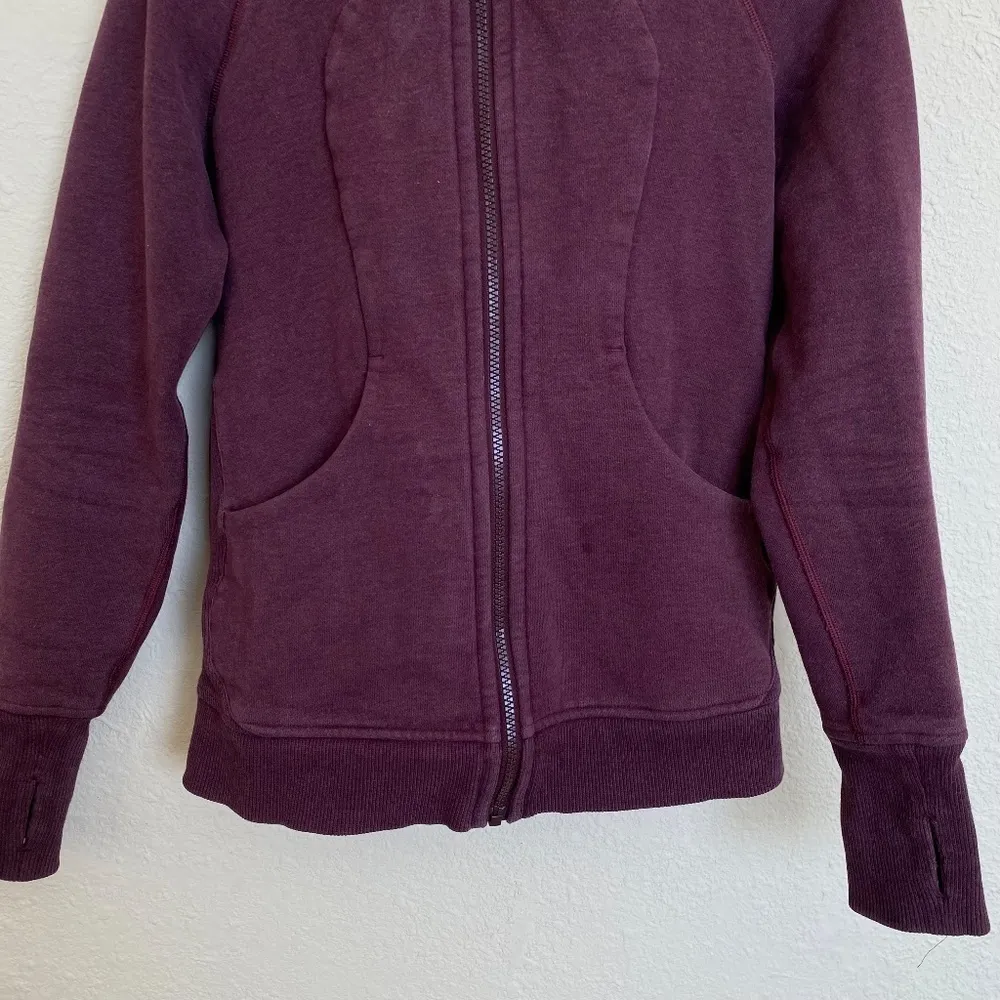 Lululemon zip up Scuba Classic Cotton Fleece Heathered Bordeaux Drama‎ size 4 - Image 6
