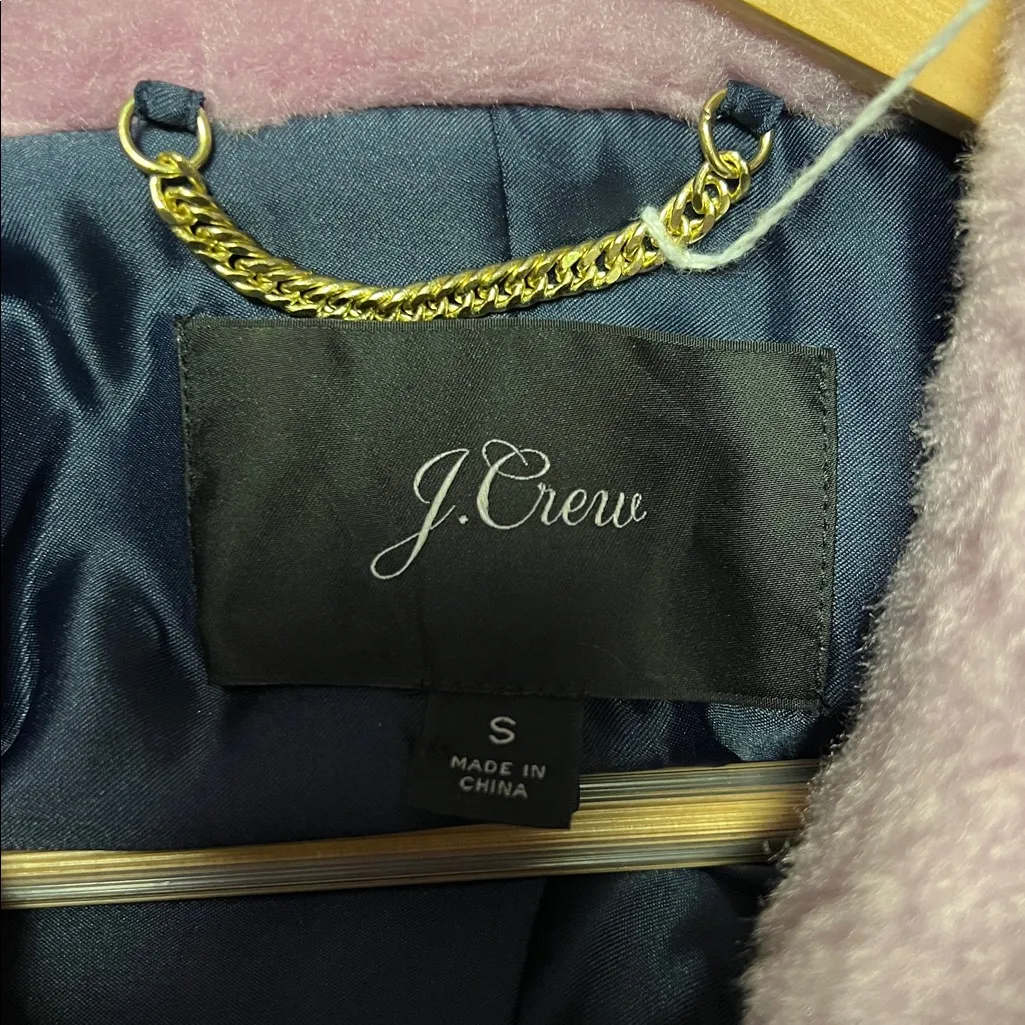 J.Crew Women’s Pink Zip Up Faux Teddy Plush Jacket - Side Zippers. Size: Small - Image 2
