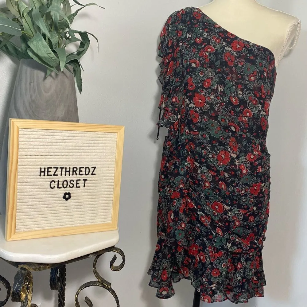 Veronica Beard "Ballard" One Shoulder Silk Floral Summer Mini Dress - Image 4