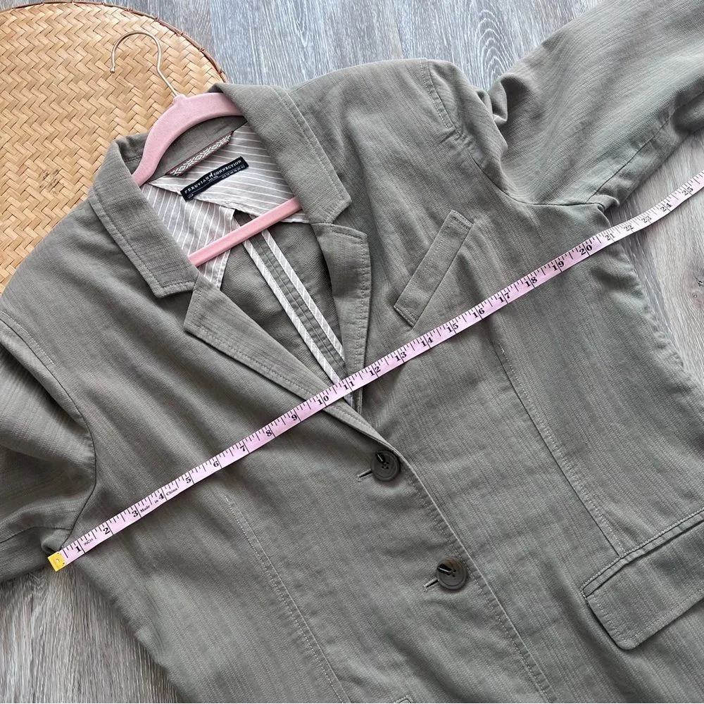 Peruvian Connection  linen blend striped blazer‎ lagenlook style Women’s Size 12 - Image 4