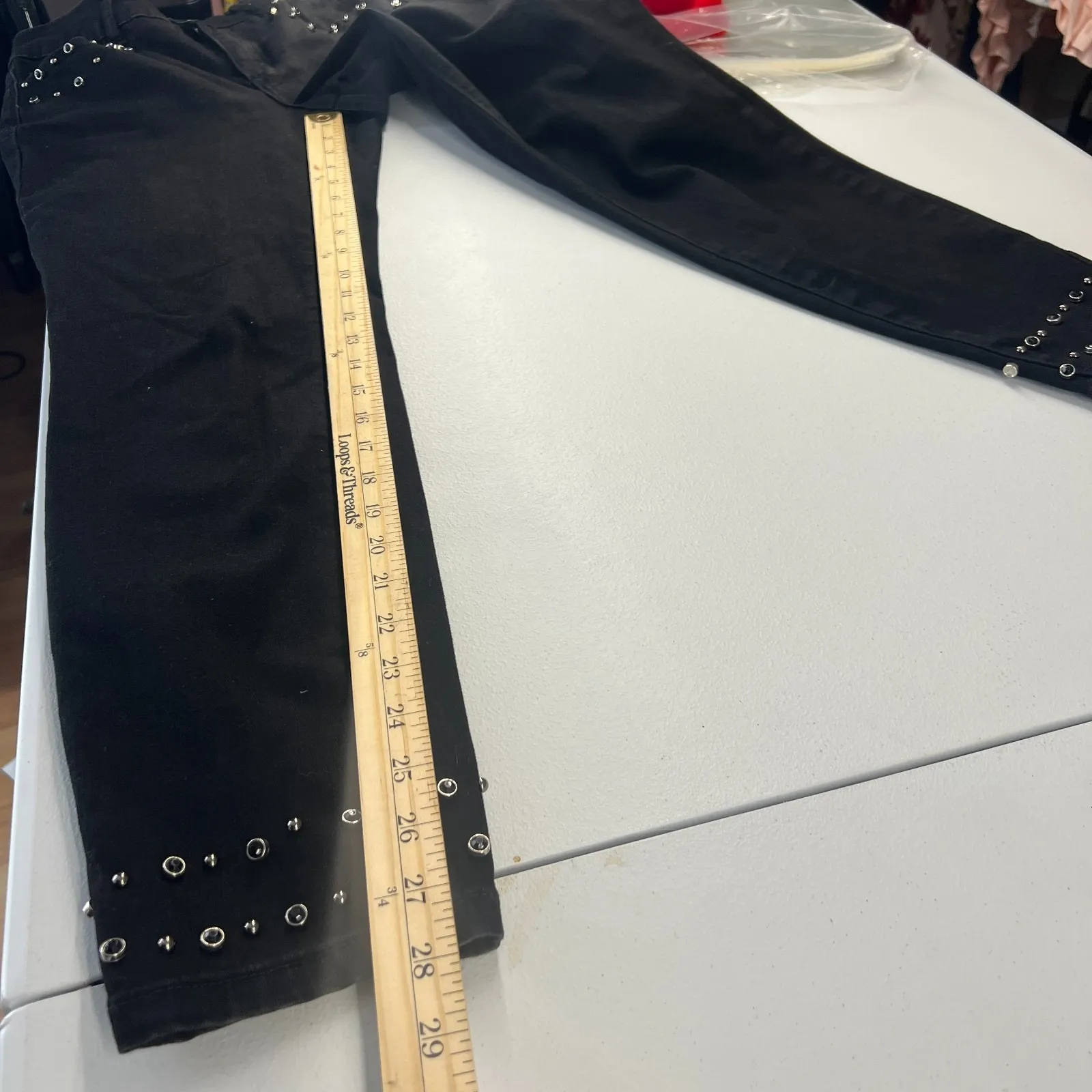 Frank Lyman Montreal Jeans Women 27 Black Embellished Studded Crystal Skinny Leg - Image 12