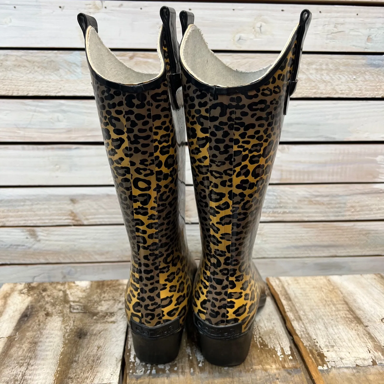 Corkys Leopard Cheetah Print Rain Boots Western Cowboy Style Waterproof Sz 7 - Image 3