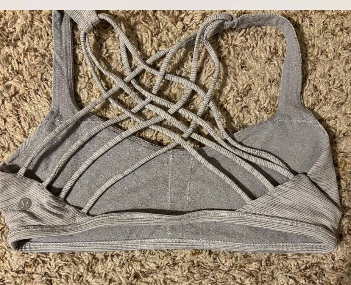 grey and white sports bra With Padding Size 8 - Image 2