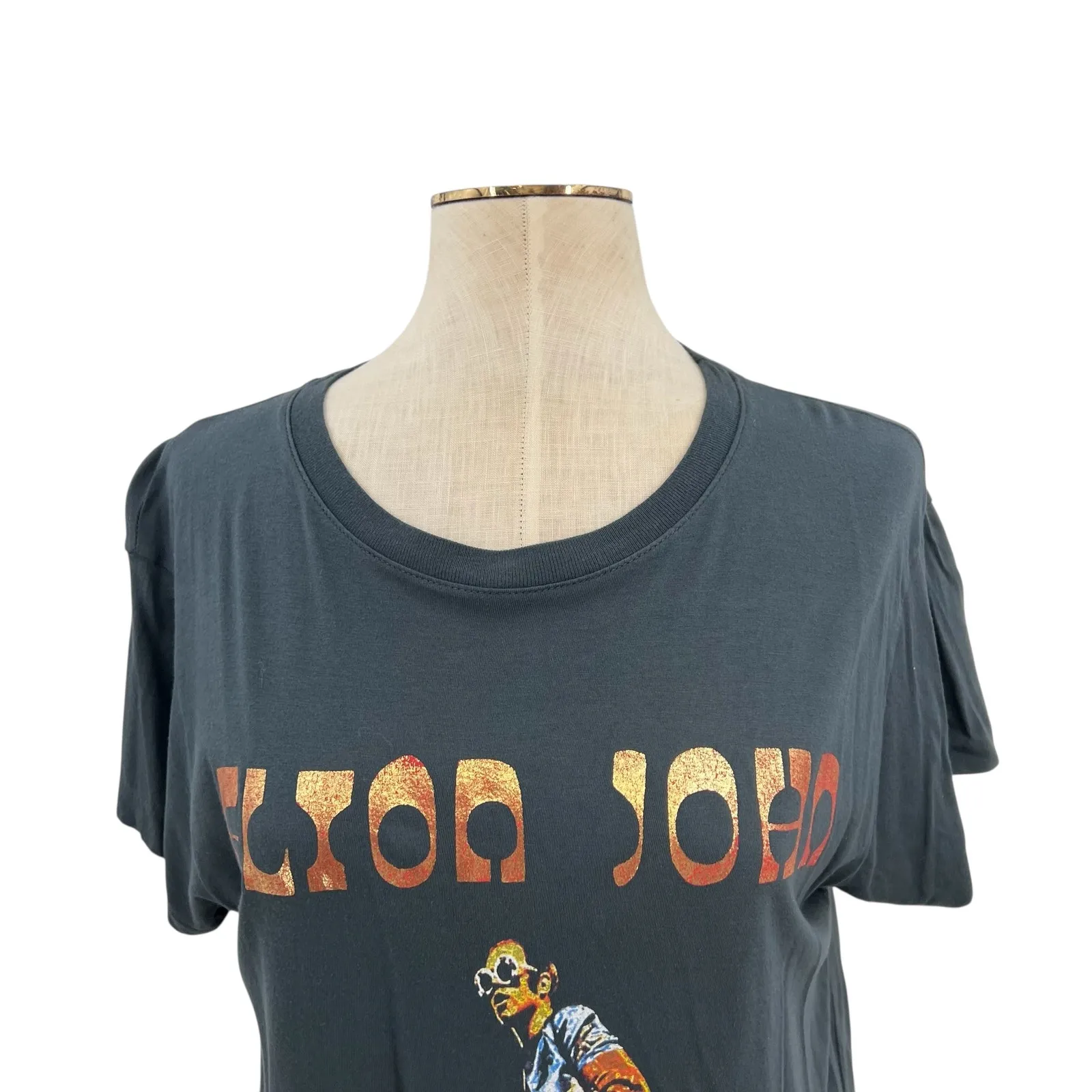 Anthropologie Letluv Elton John‎ Graphic Tee Band Music Gray Size XS - Image 5