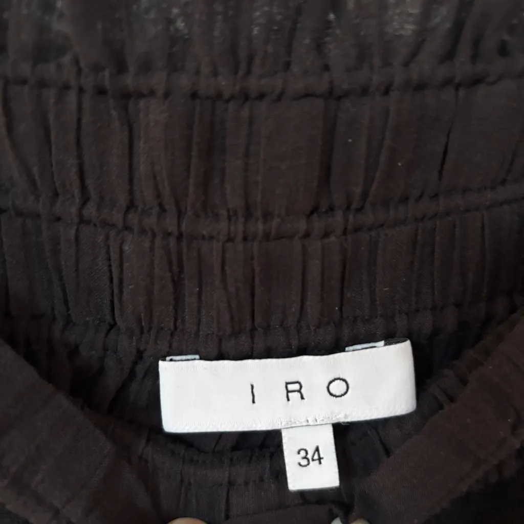 IRO Forites Midi Skirt Black Asymmetrical Gauzy Crinkled Pleated Size 34 / US 2 - Image 4