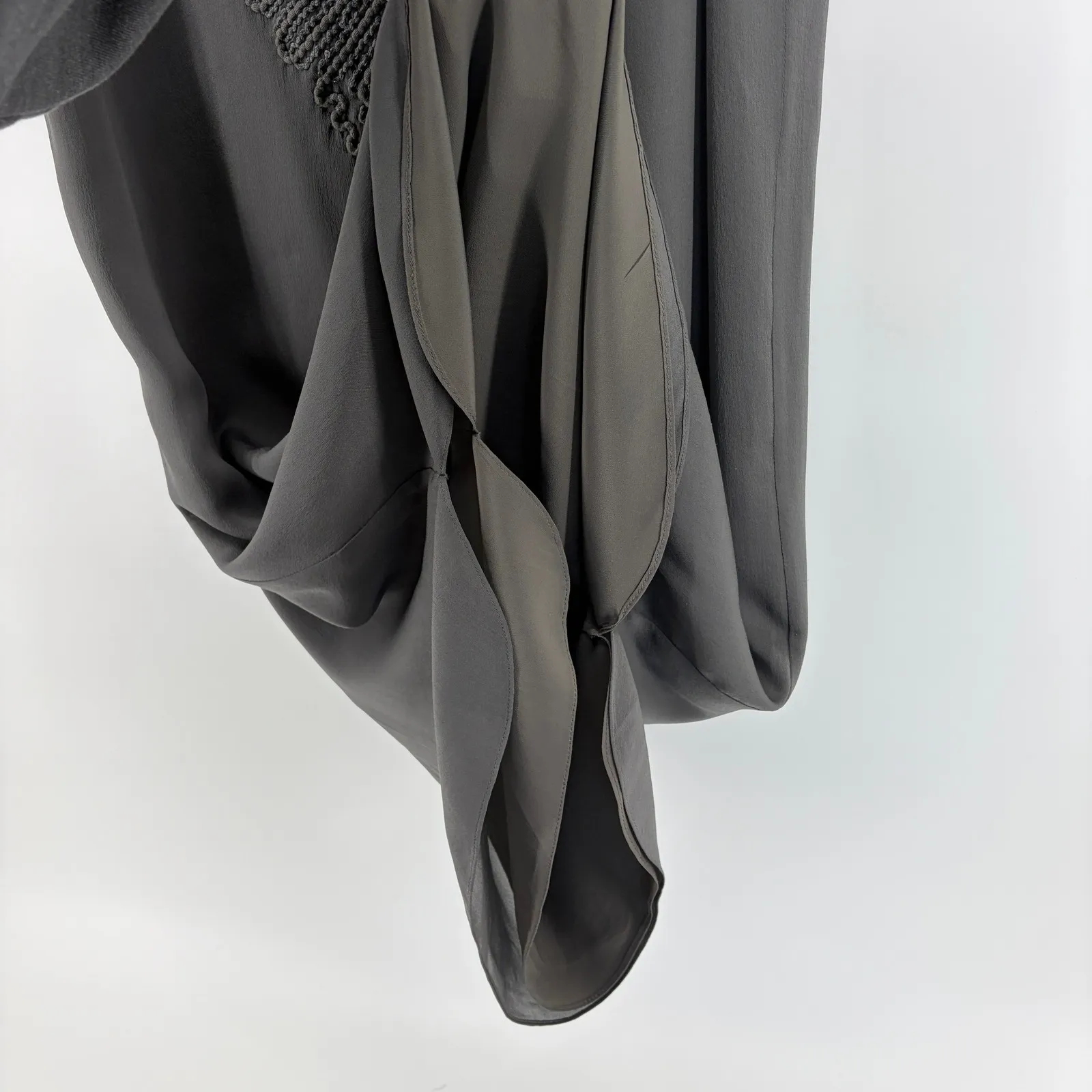 Brunello Cucinelli Gray Silk Embellished Sleeveless Slip Dress Italian‎ Luxury L - Image 9