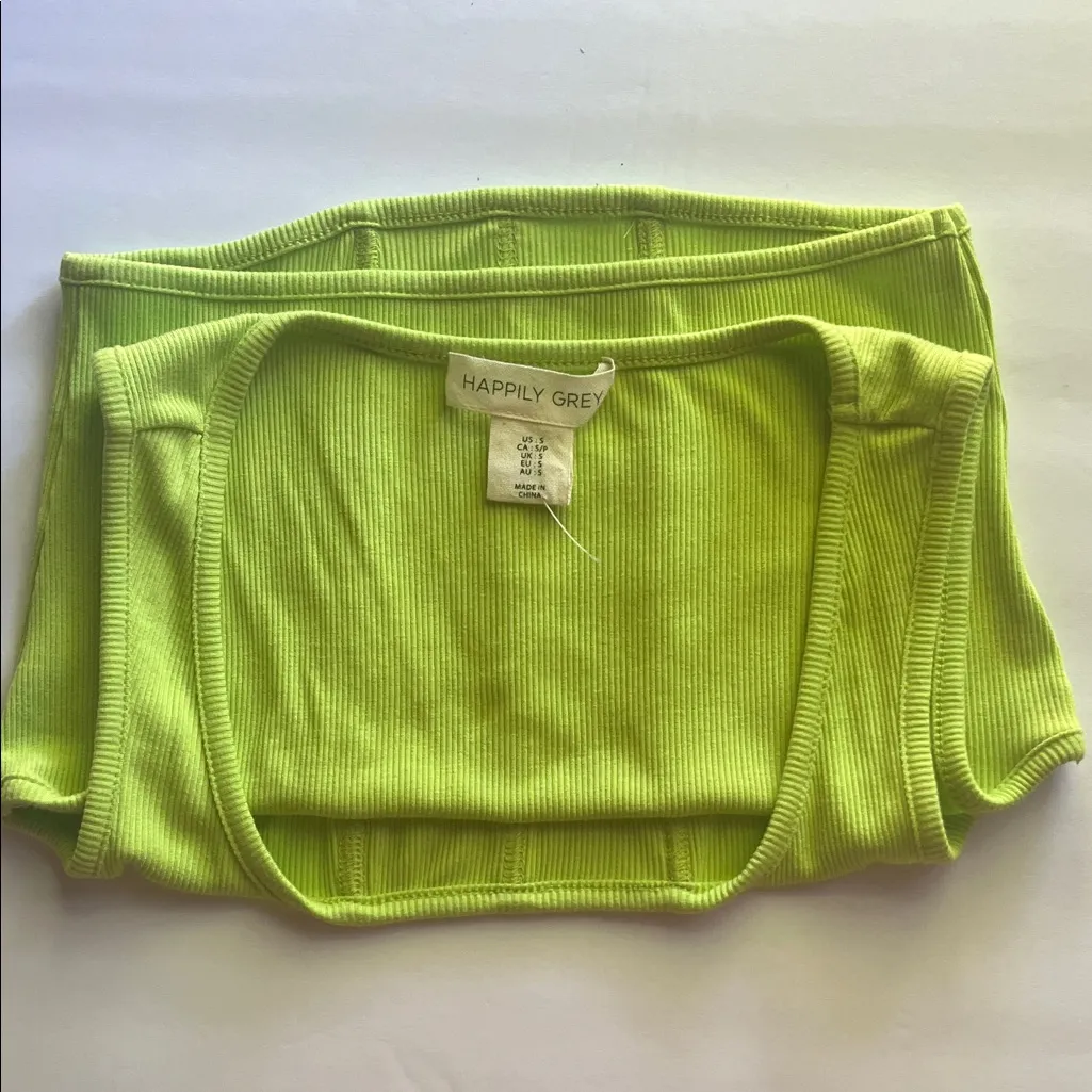 Happily Gray Lime Green Women's Corset Sleeveless top size small - Image 3