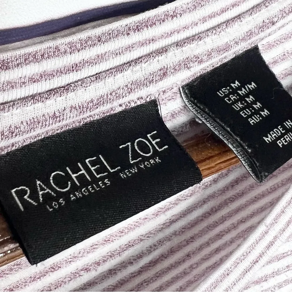 Rachel Zoe Mauve Pink & White Striped Twist Knot T-Shirt Top Size Medium - Image 8